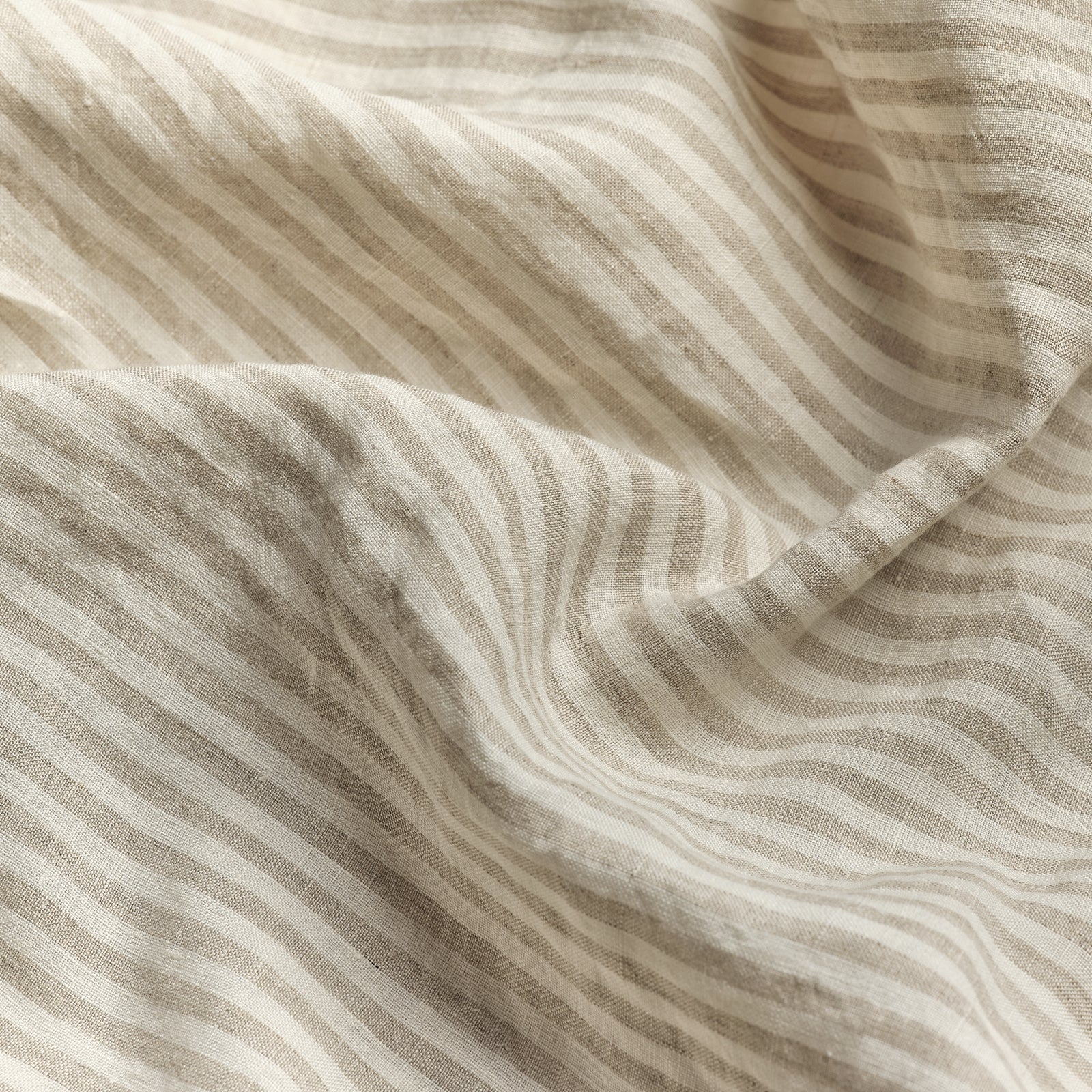 Premium 100% Linen Fitted Sheet with Oatmeal Stripe - Breathable & Hypoallergenic Bedding for Comfortable Sleep - Perfect for Master Bedroom, Guest Room & Vacation Homes