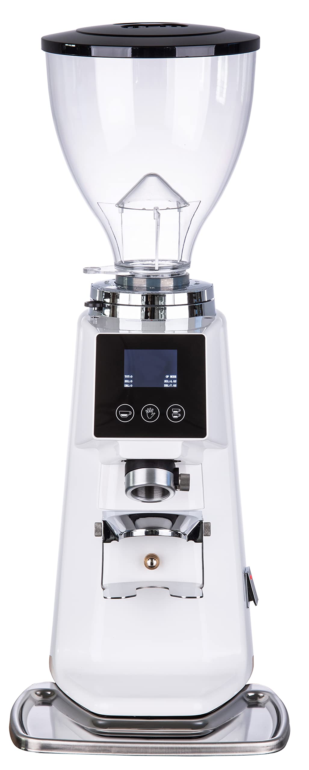 Premium Electric Coffee Grinder with 64mm Flat Burr - Adjustable Settings for Espresso, French Press & Drip Coffee - White (Perfect for Home Baristas & Coffee Enthusiasts)