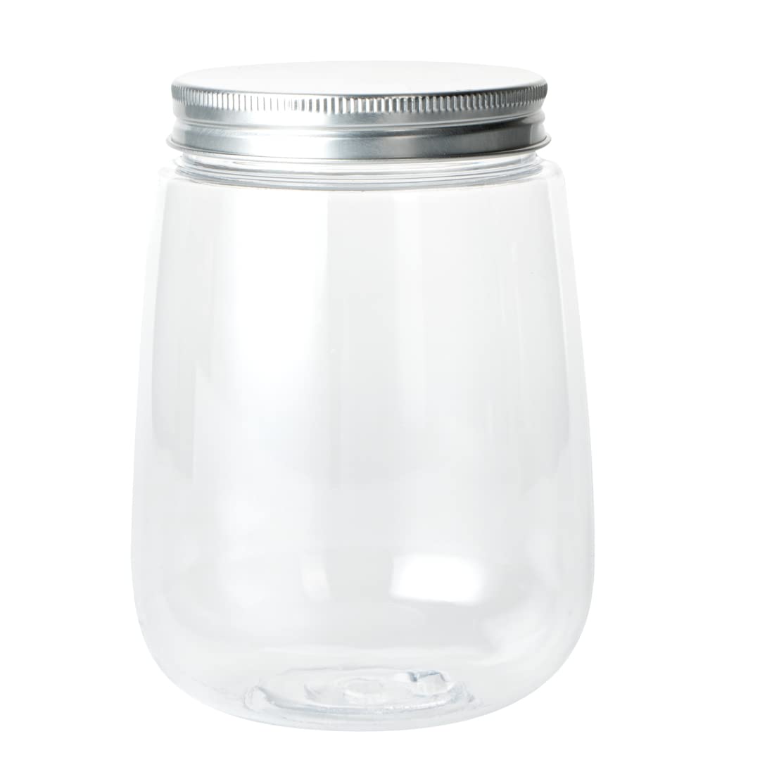 Restaurantware Bottle Tek 17oz Juice Bottles - 100 Pack Clear Empty Plastic Bottles with Aluminum Lids | Disposable Containers for Juicing, Tea, Smoothies, Cocktails & Beverage Storage | Perfect for Restaurants, Cafes & Home Use