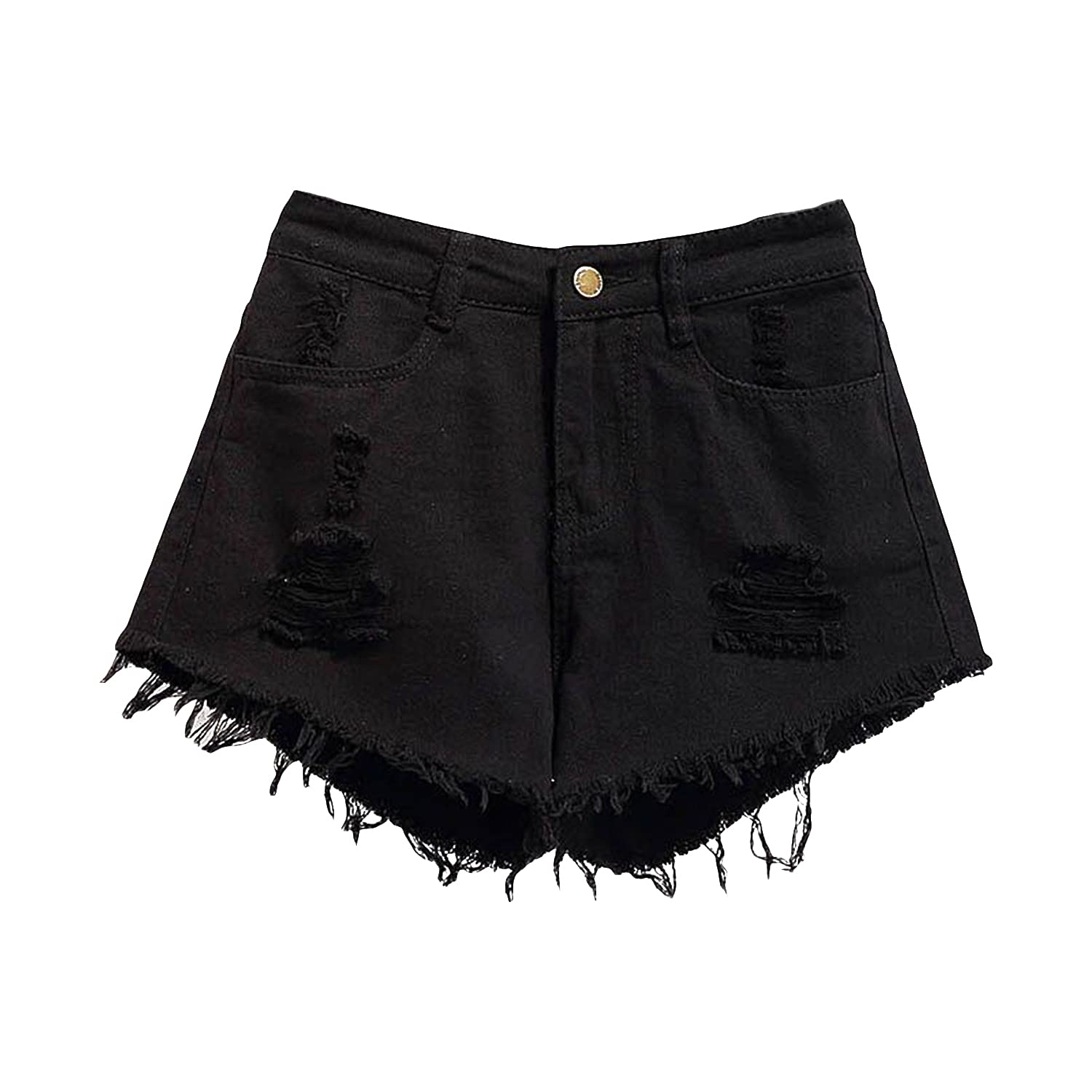 Women's High Waisted Ripped Denim Shorts - Raw Hem Wide Leg Distressed Casual Summer Shorts with Holes | Perfect for Beach Outings, Music Festivals & Street Style Fashion