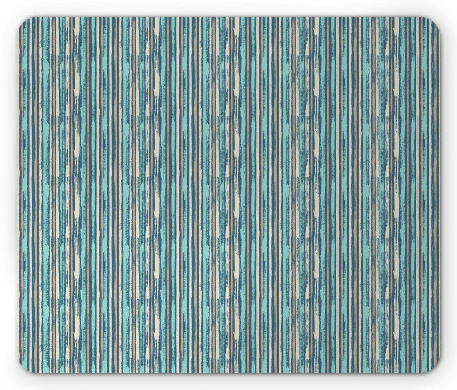 Ambesonne Striped Mouse Pad - Abstract Watercolor Rustic Grunge Design, Non-Slip Rubber Base, Standard Size Rectangle Mousepad in Petrol Blue & Eggshell | Perfect for Office, Gaming & Home Computer Setup