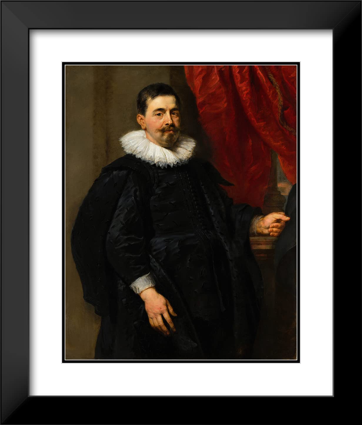 Peter Paul Rubens Museum Art Print - Portrait of a Man (Possibly Peter Van Hecke, c.1630) in 15x18 Black Modern Frame with Double Matting | Wall Decor for Living Room, Office & Art Gallery Display