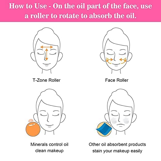 Oil Control Volcanic Stone Face Roller for Oily Skin - Reusable Facial Skincare Tool with Makeup Sponge | Absorbs Excess Oil & Reduces Shine | Perfect for Daily Skincare Routine & On-the-Go Touch Ups