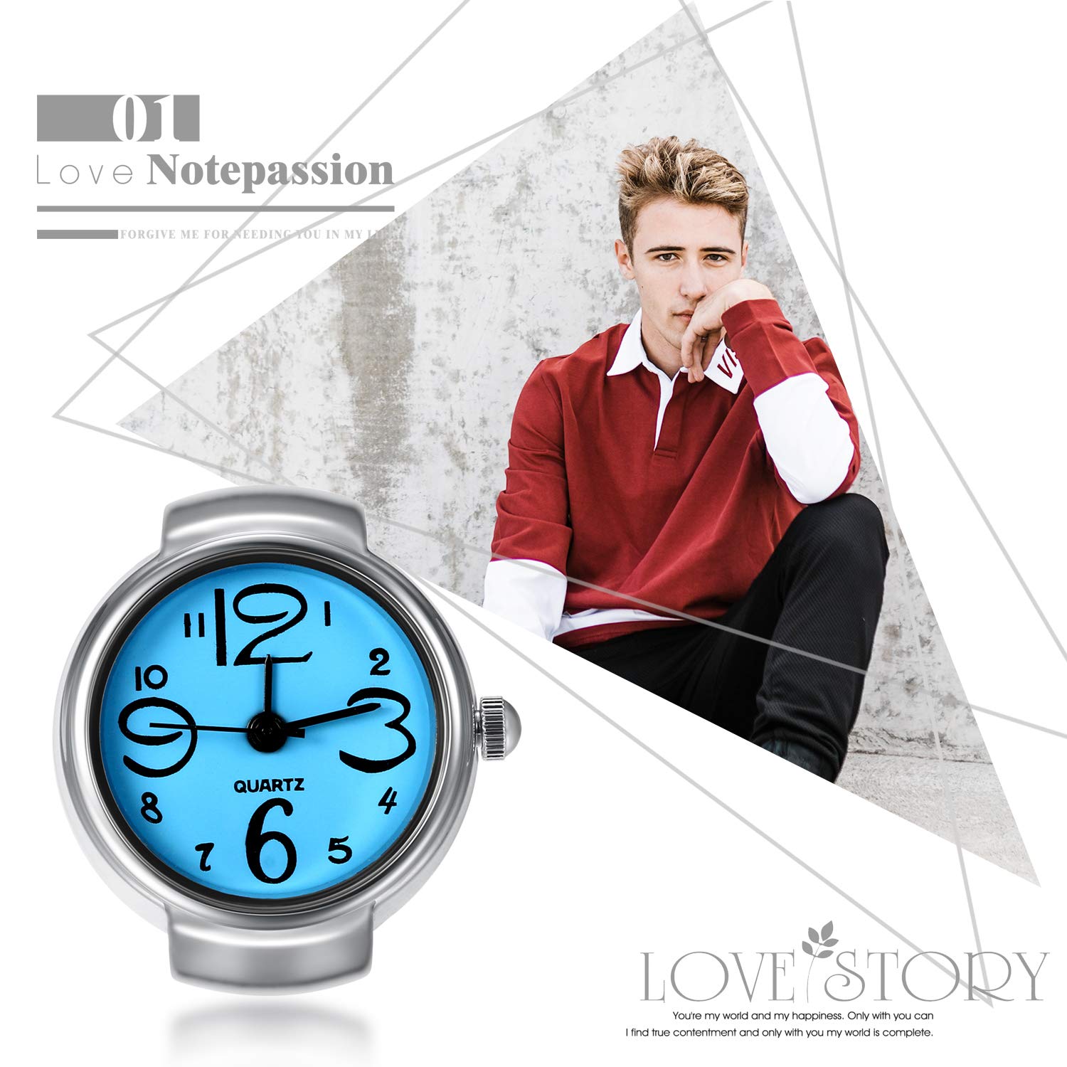 Lancardo Ring Watch for Women & Men - Analog Quartz Watch with Arabic Numerals, Elastic Band, Creative Finger Watch (8 Pack) - Perfect for Fashion Accessories, Gifts, and Unique Timekeeping