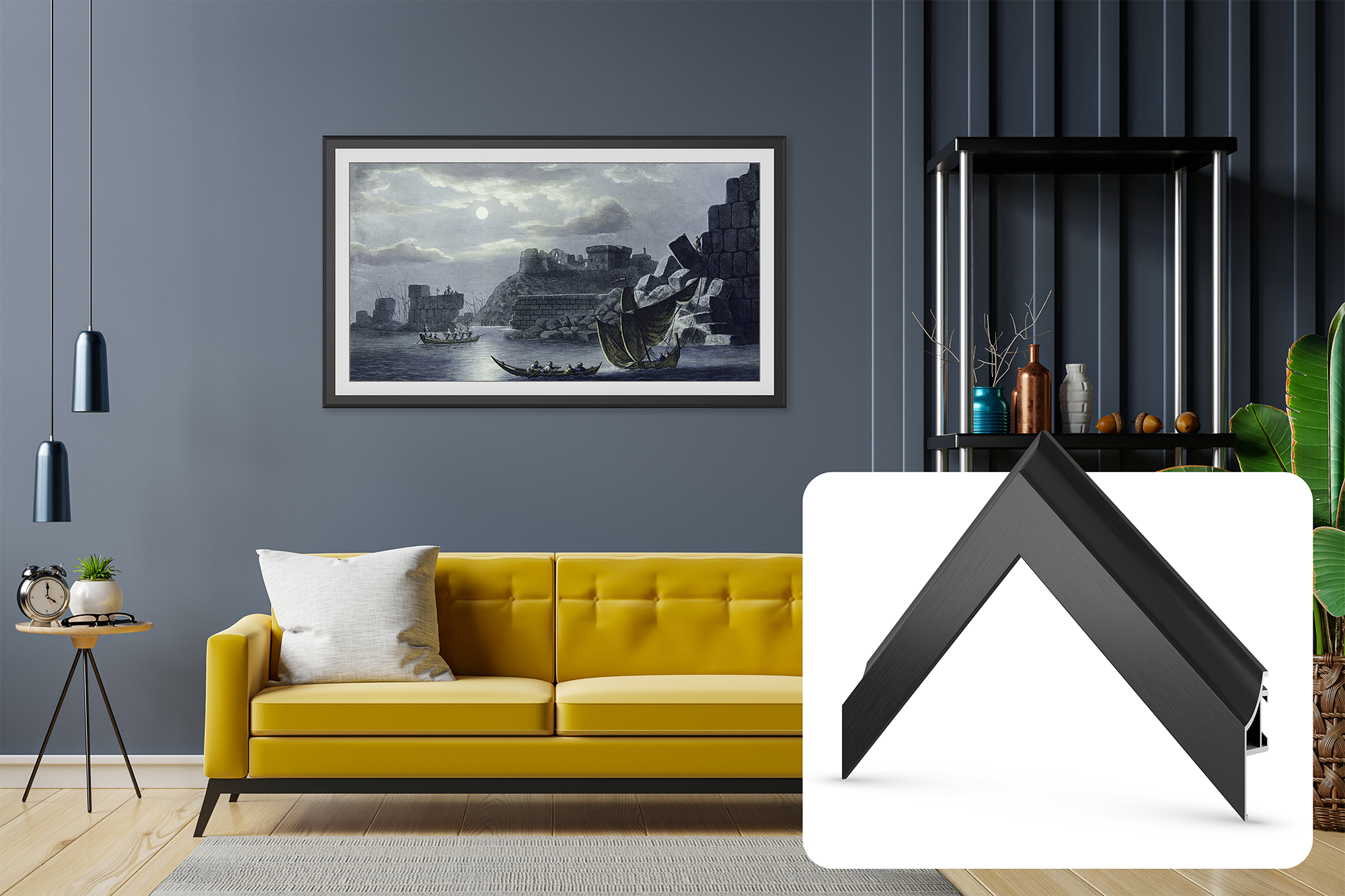 Anodized Black Alloy Scoop Samsung Frame Bezel for 2017-2020 TV Models - Perfect for Home Theater & Modern Living Room Decor