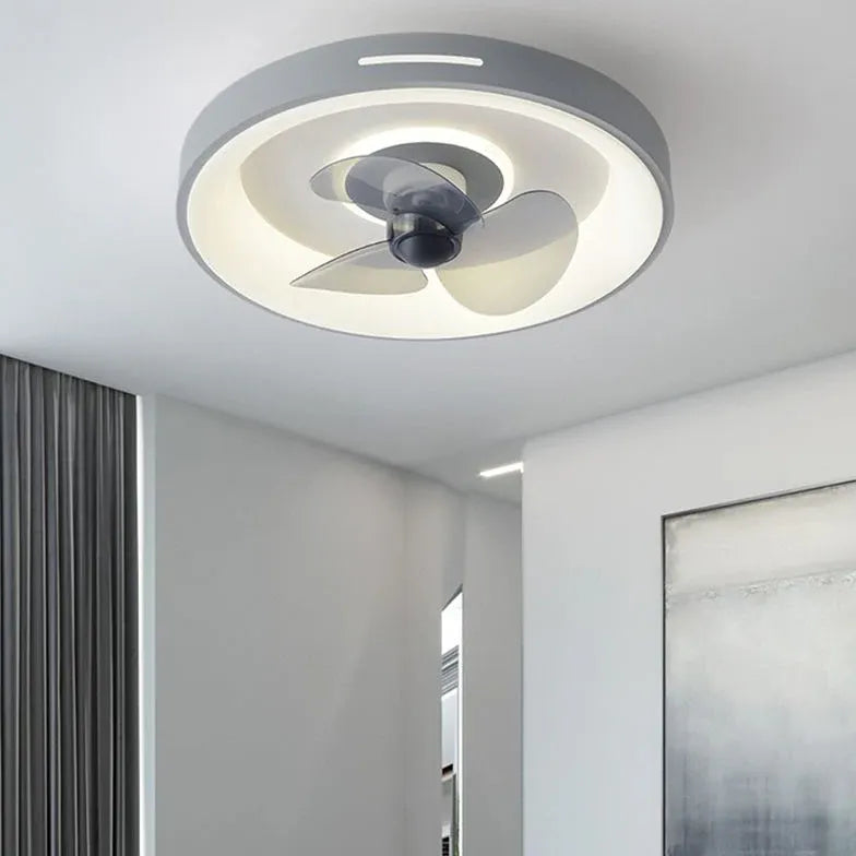 Square 3-Blade Ceiling Fan with LED Light Kit - Modern Low Profile Flush Mount for Bedroom, Living Room & Office
