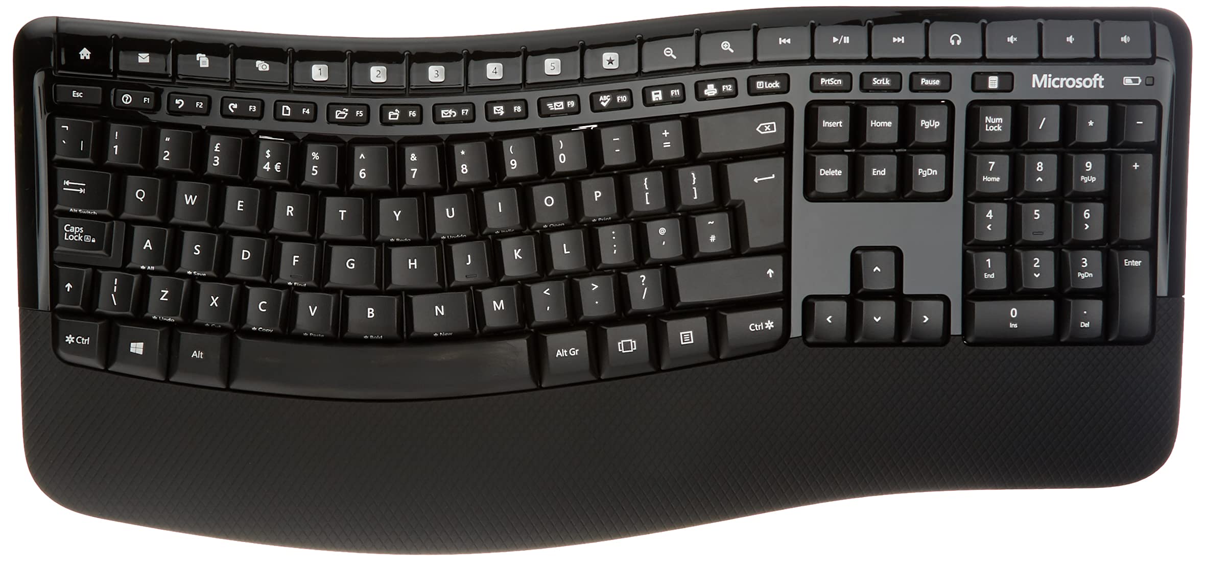 Microsoft Wireless Comfort Desktop 5050 - Ergonomic Keyboard & Mouse Combo (Black, UK QWERTY Layout) for Home Office & Gaming | Comfort Typing All Day