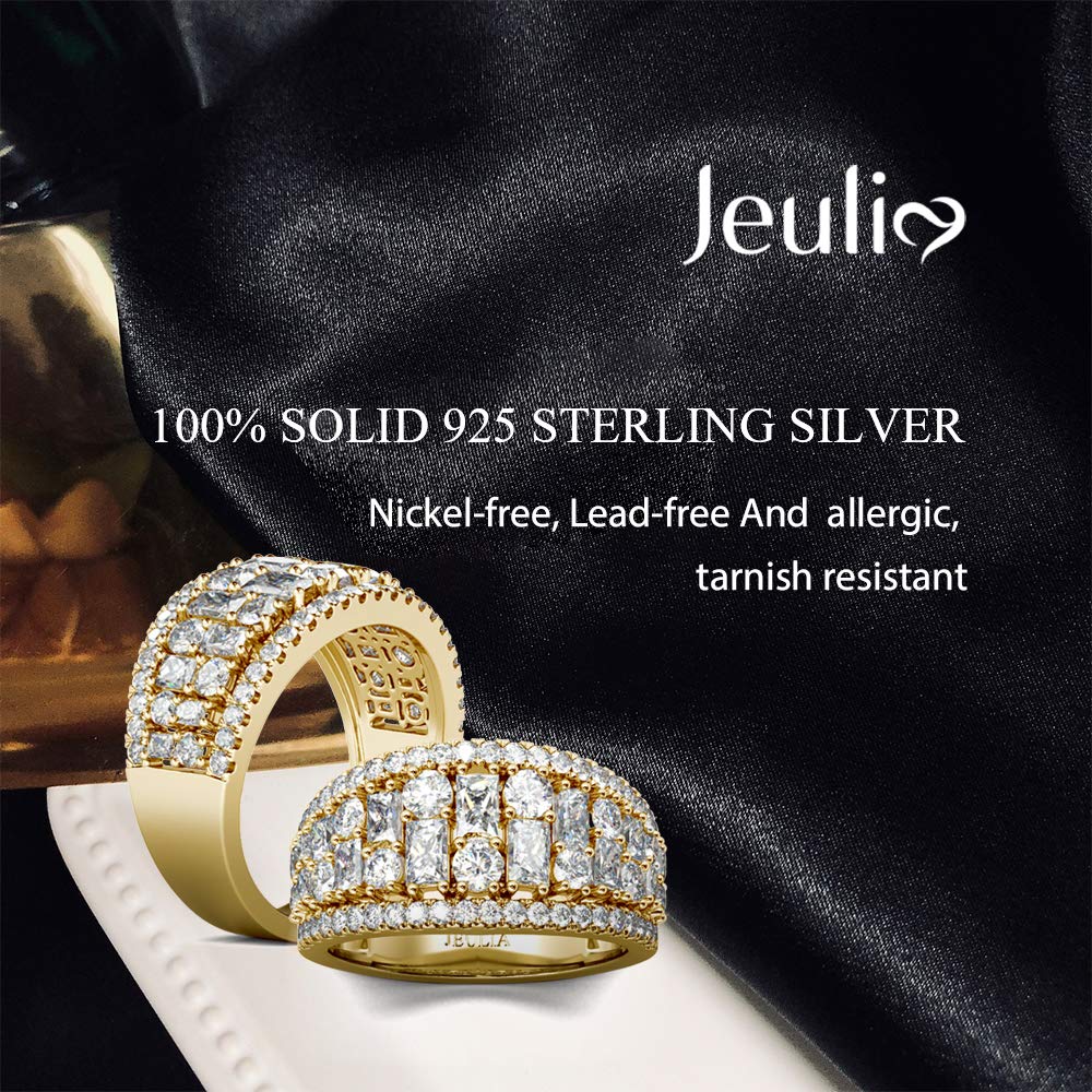 Jeulia 925 Sterling Silver Women's Diamond Band Rings - Cubic Zirconia Wedding, Engagement, Anniversary & Promise Rings - Bridal Jewelry Set for Everyday Wear & Special Occasions