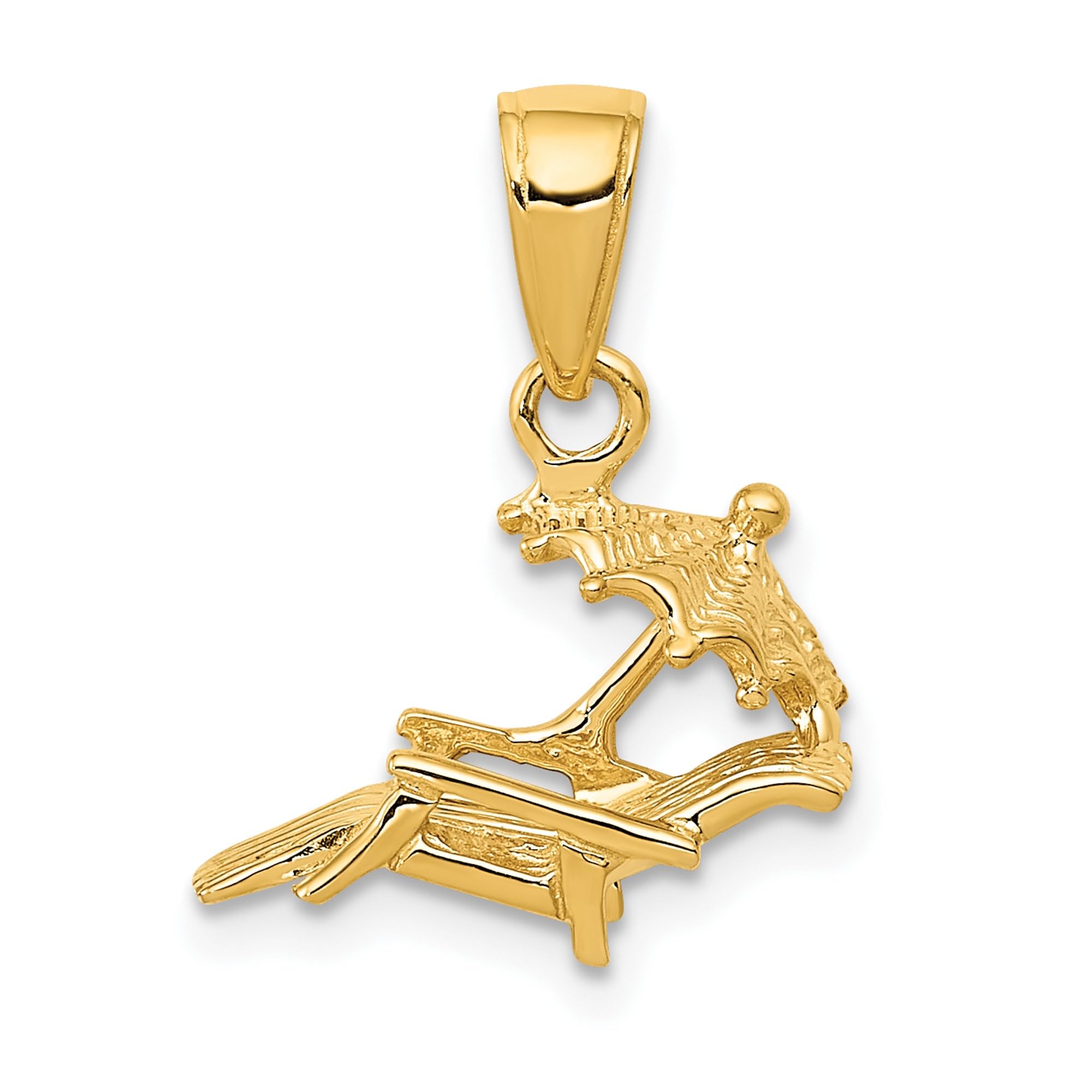 14K Solid Yellow Gold Beach Chair Pendant Necklace - Dainty Lounge & Vacation Jewelry for Summer, Pool Parties & Tropical Getaways