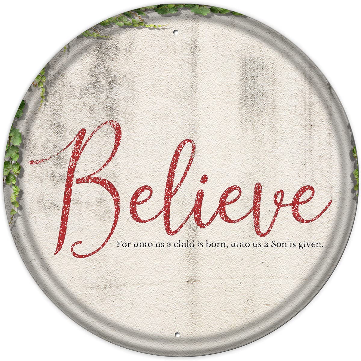 Retro Christmas Believe Sign - Isaiah Bible Verse Wall Art for Holiday Decor