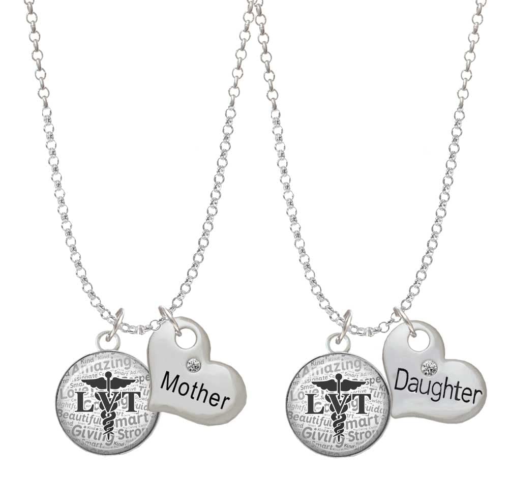 Delight Jewelry Sterling Silver Plated Mother Daughter Heart Necklace Set - 19