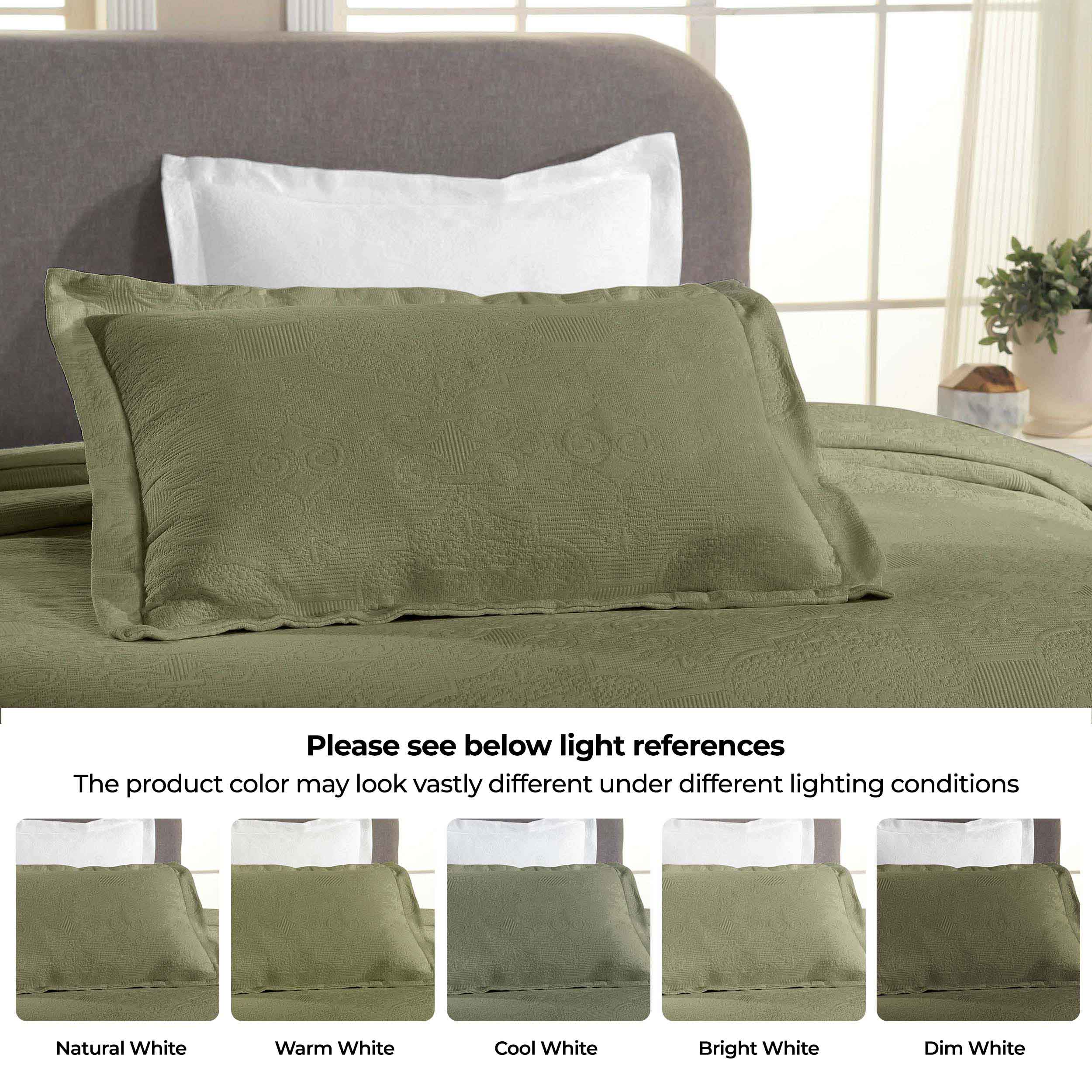 Florin Cotton Matelassé Jacquard Bedspread Set with Scrolling Medallion Design - Luxury Queen/King Size Bedding for Master Bedroom, Guest Room & Hotel Decor