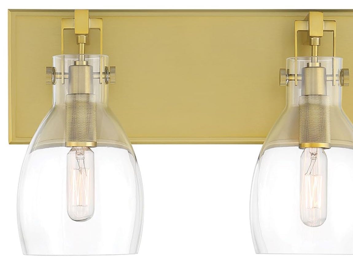 Minka Lavery 2272-695 Tiberia 2-Light Vanity Light Fixture, 120W Soft Brass Finish - Perfect for Bathroom Makeup Mirror Lighting & Bedroom Dressing Area