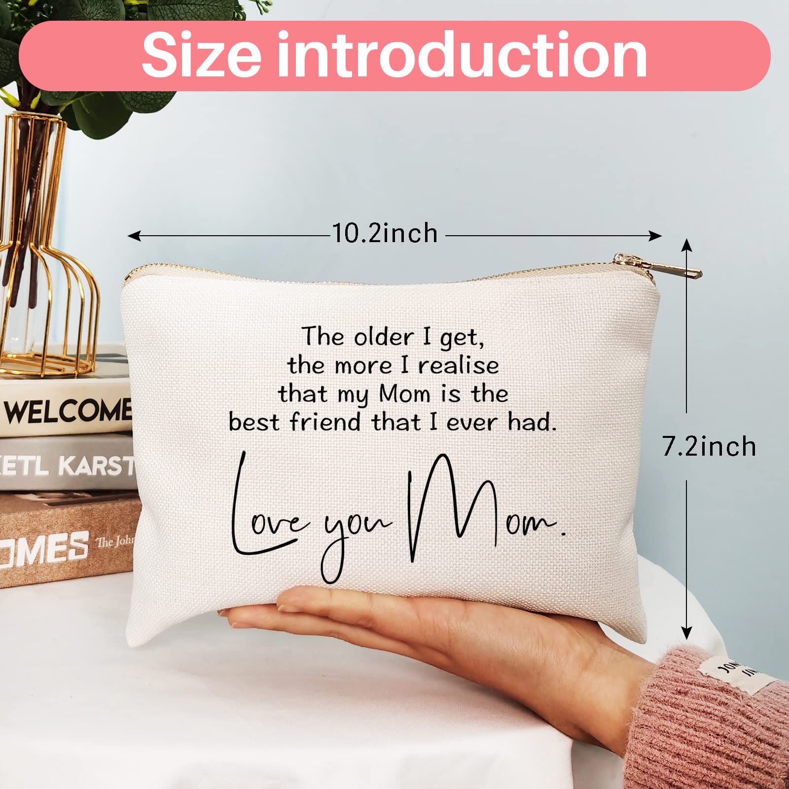 Mom's Best Friend Makeup Bag - Sentimental Keepsake Gift for Wedding, Mother's Day & Birthday - Cosmetic Organizer Pouch for Women - Perfect Gift from Daughter for Special Occasions (Home, Travel, Bridal Shower)