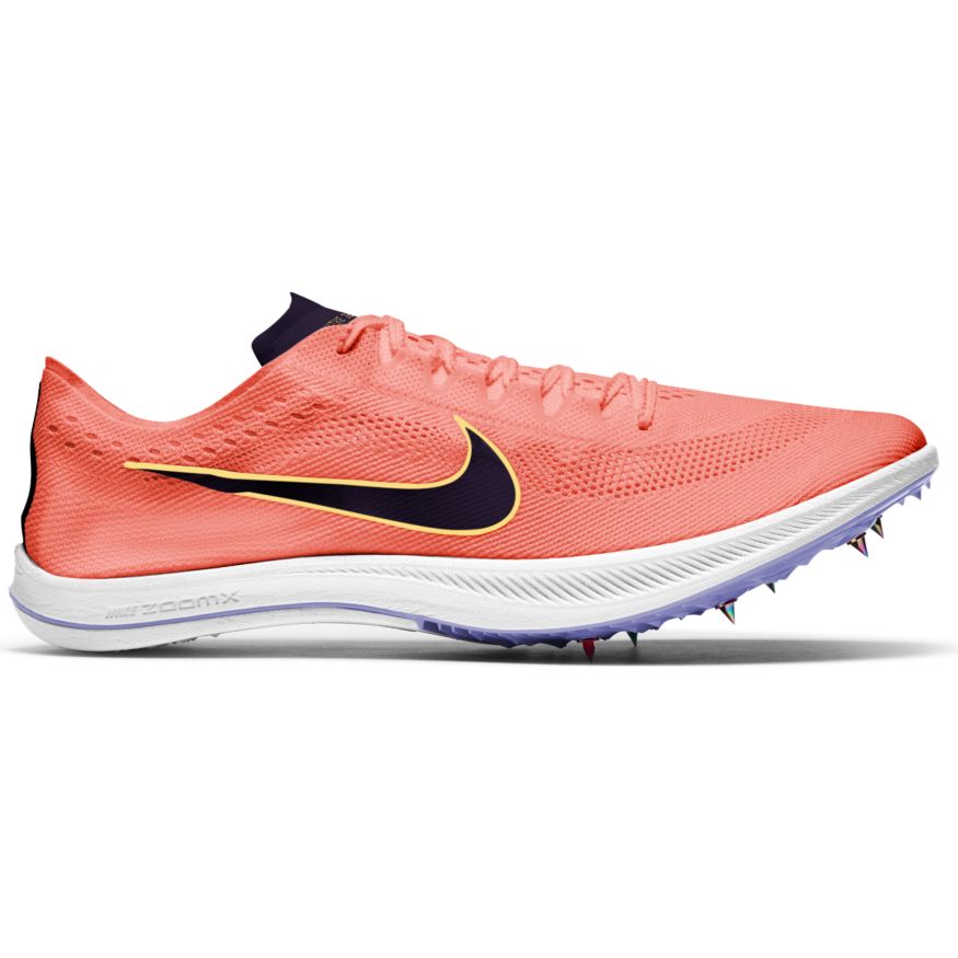 Unisex Nike ZoomX Dragonfly Running Shoes - Bright Mango/Blackened Blue/Purple Pulse | Lightweight Racing Sneakers for Men & Women | Perfect for Track Running, Sprint Training & Road Racing