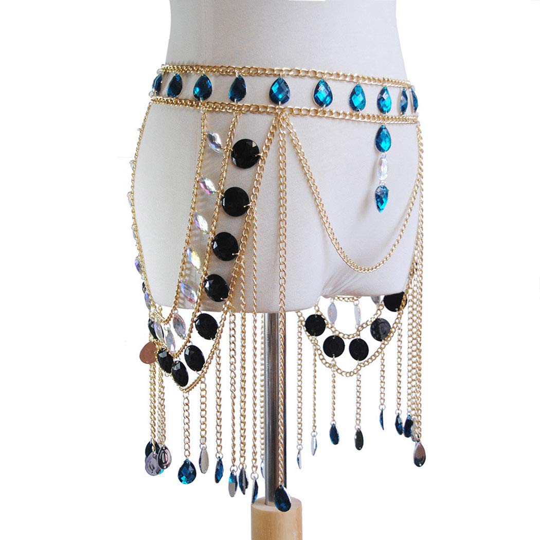 Sparkling Rhinestone Body Chains for Women - Sexy Belly Waist Skirt Jewelry for Festival, Party & Beach Wear - Elegant Body Accessories for Night Out, Bachelorette & Special Occasions