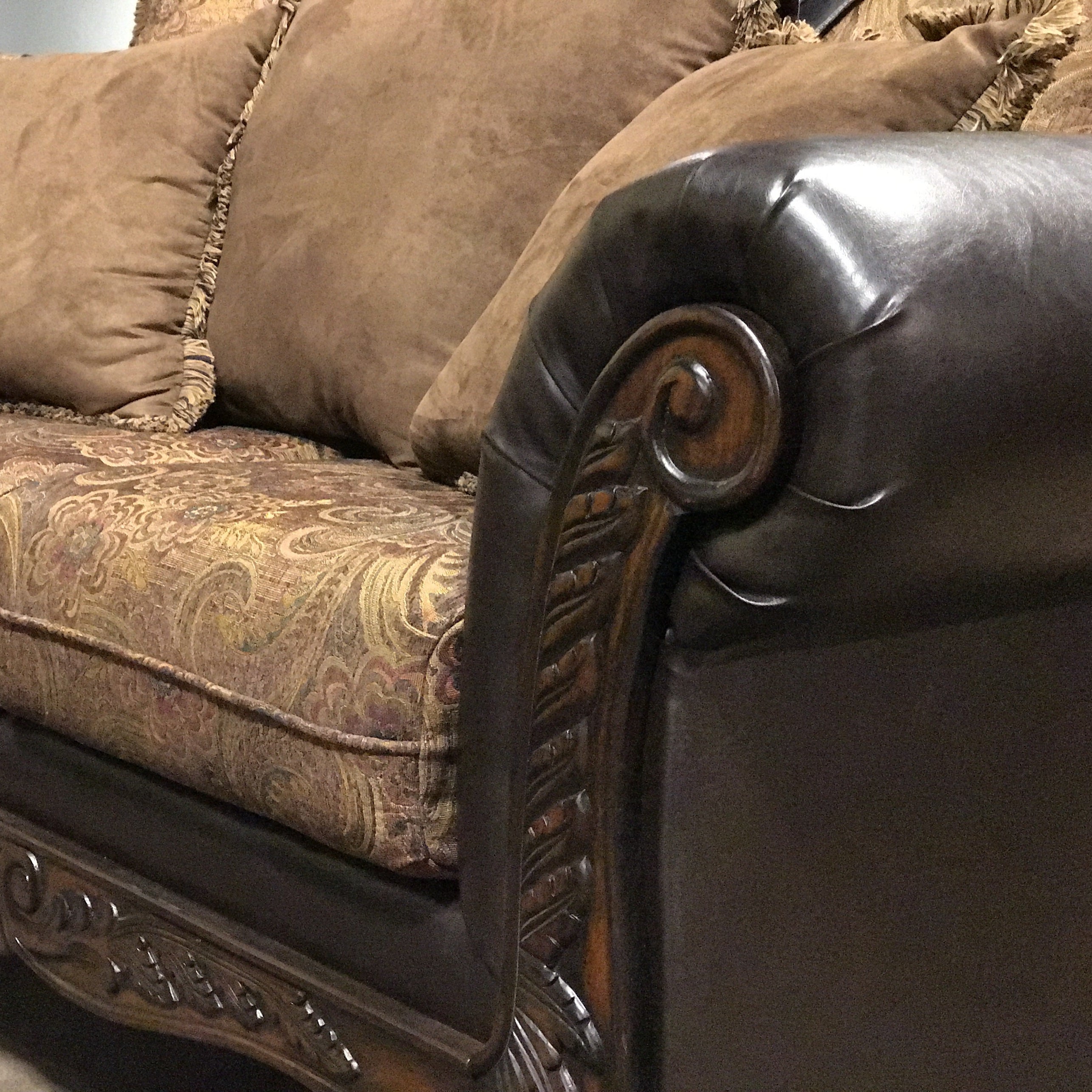 San Marino 2-Tone Chocolate Microfiber Loveseat Sofa - Compact Couches for Small Spaces, Living Room, Apartment & Dorm Furniture