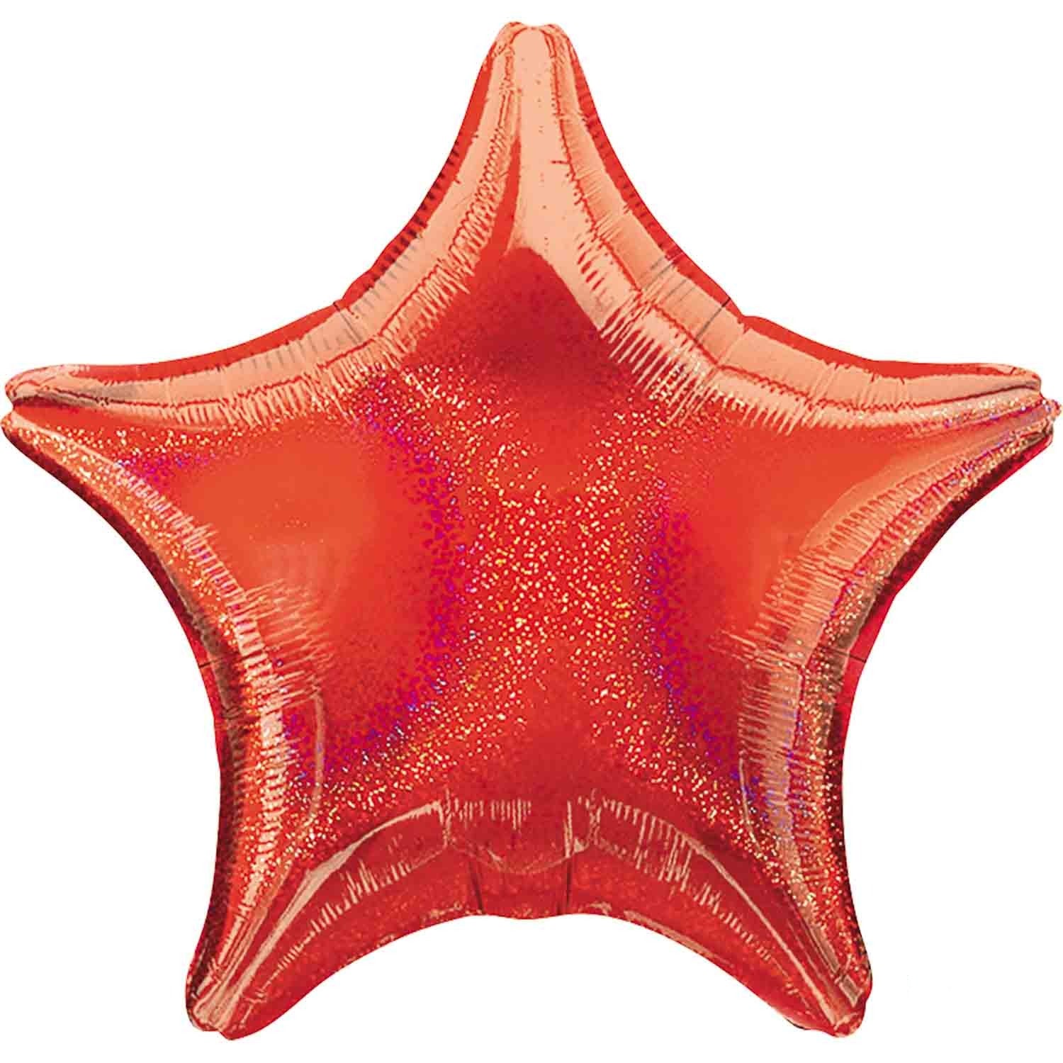 45cm Standard Holographic Star Red Dazzler Balloon - Party Decorations, Birthday Supplies, Wedding Centerpiece, Baby Shower Decor, Holiday Celebration