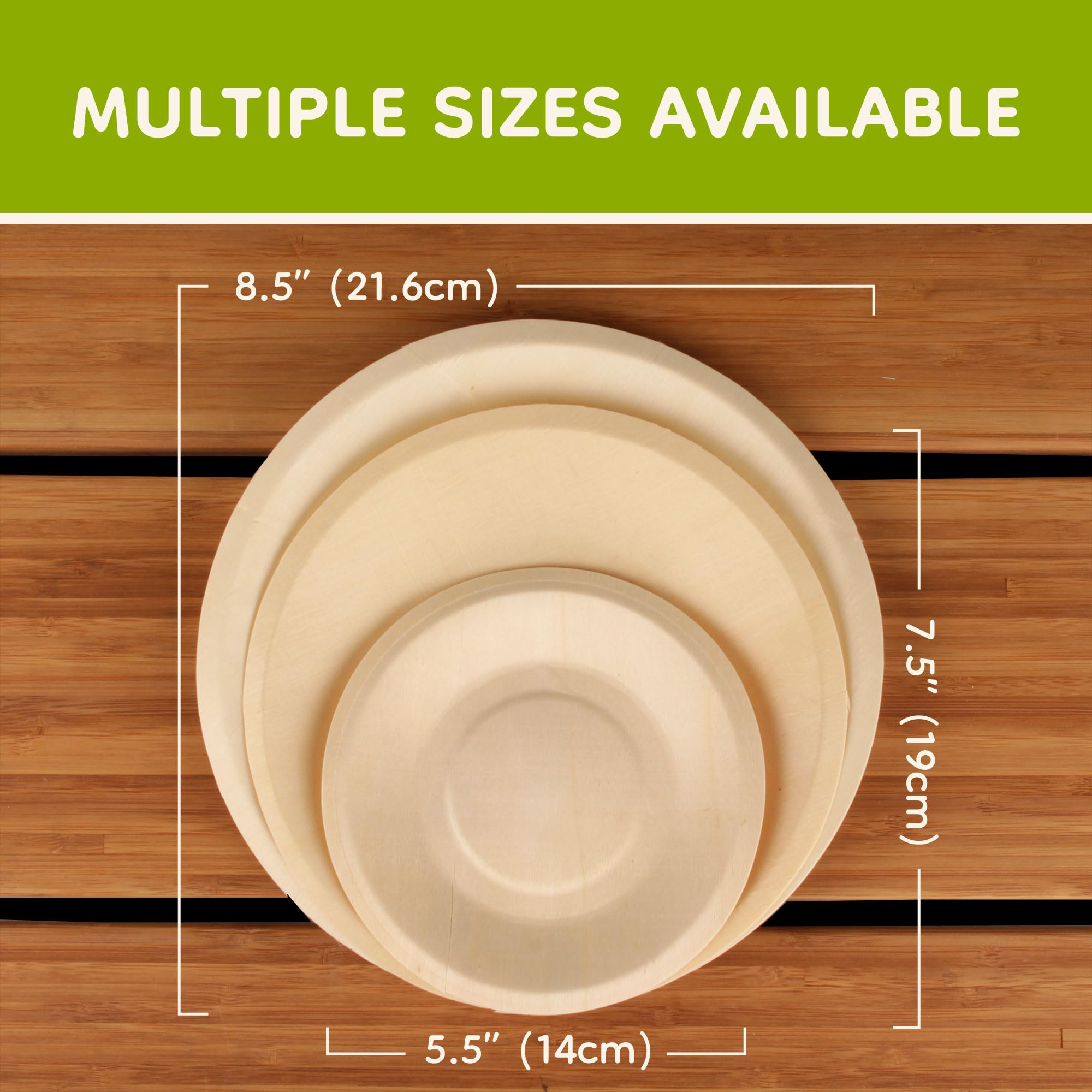 BambooMN 7.5 Inch Disposable Wooden Round Plates - 1000 Pack | Eco-Friendly Biodegradable Dinnerware for Parties, Picnics, Weddings & Events