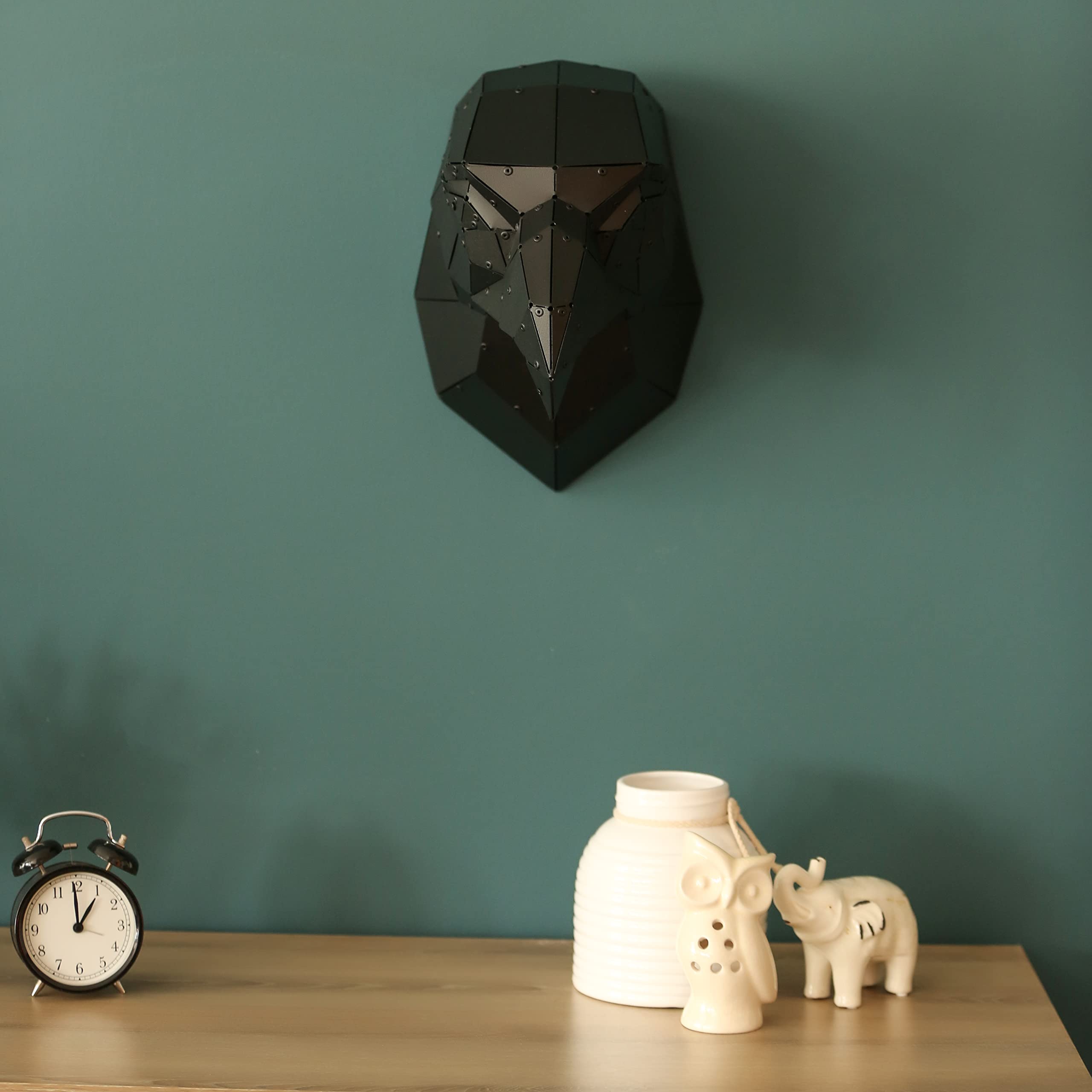 3D Metal Wall Art Eagle Sculpture - Handmade American Eagle Head Decor, Modern Low Poly Metal Animal Figure for Home & Office - Contemporary Black Metal Art for Living Room, Bedroom, or Office Wall Decor