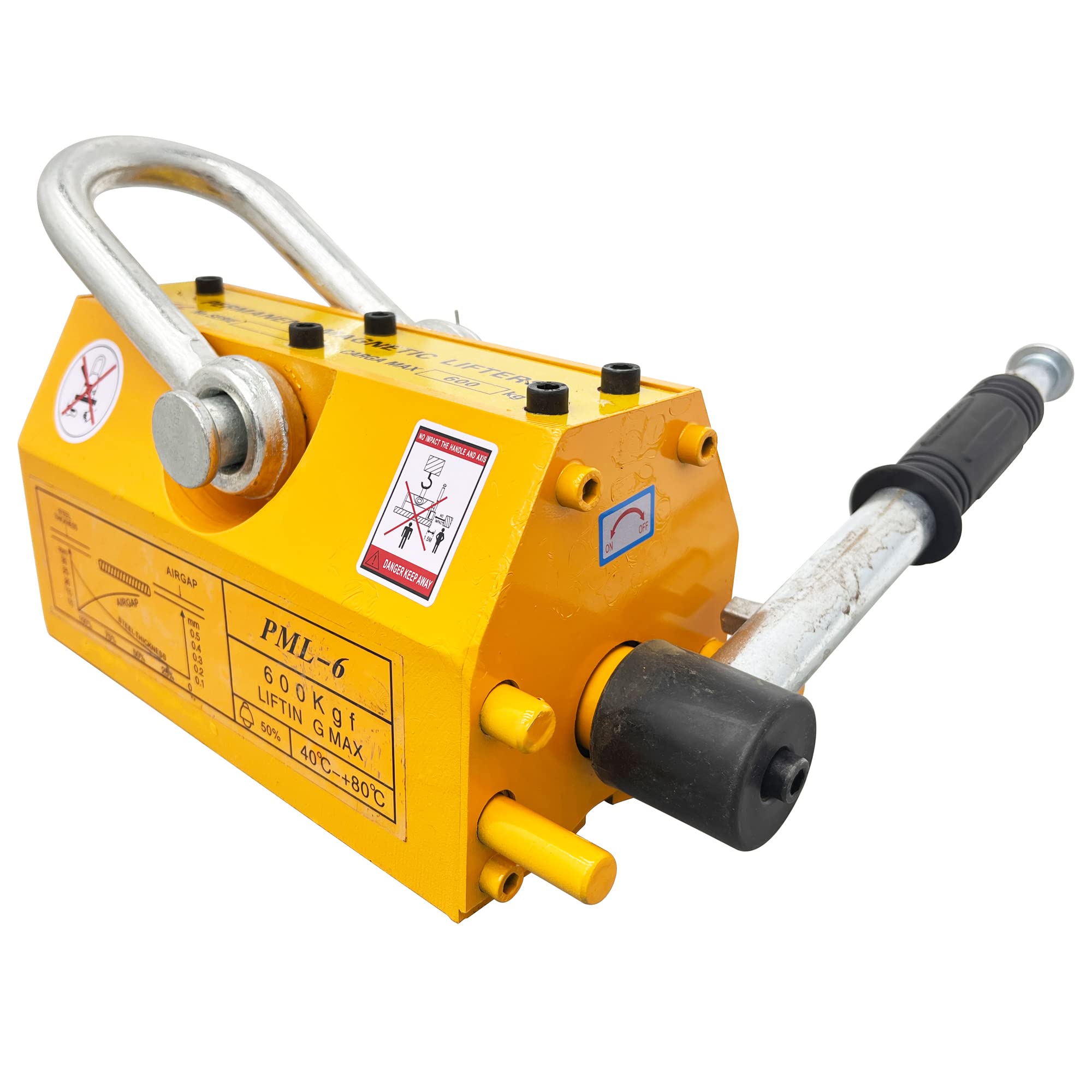 TECHTONGDA 1320 Lbs Permanent Magnetic Lifter - Heavy Duty Lifting Magnet for Steel Plates & Boards with Easy Release - Ideal for Shop Cranes, Warehouse, Construction & Metal Fabrication