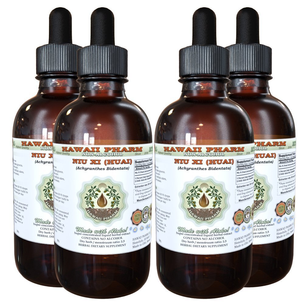 NIU Xi (Achyranthes Bidentata) Alcohol-Free Liquid Extract - 100% Natural Herbal Root Glycerite Supplement (4x4 oz) for Joint Support & Circulation | Perfect for Herbal Tea, Tinctures & Wellness Routines