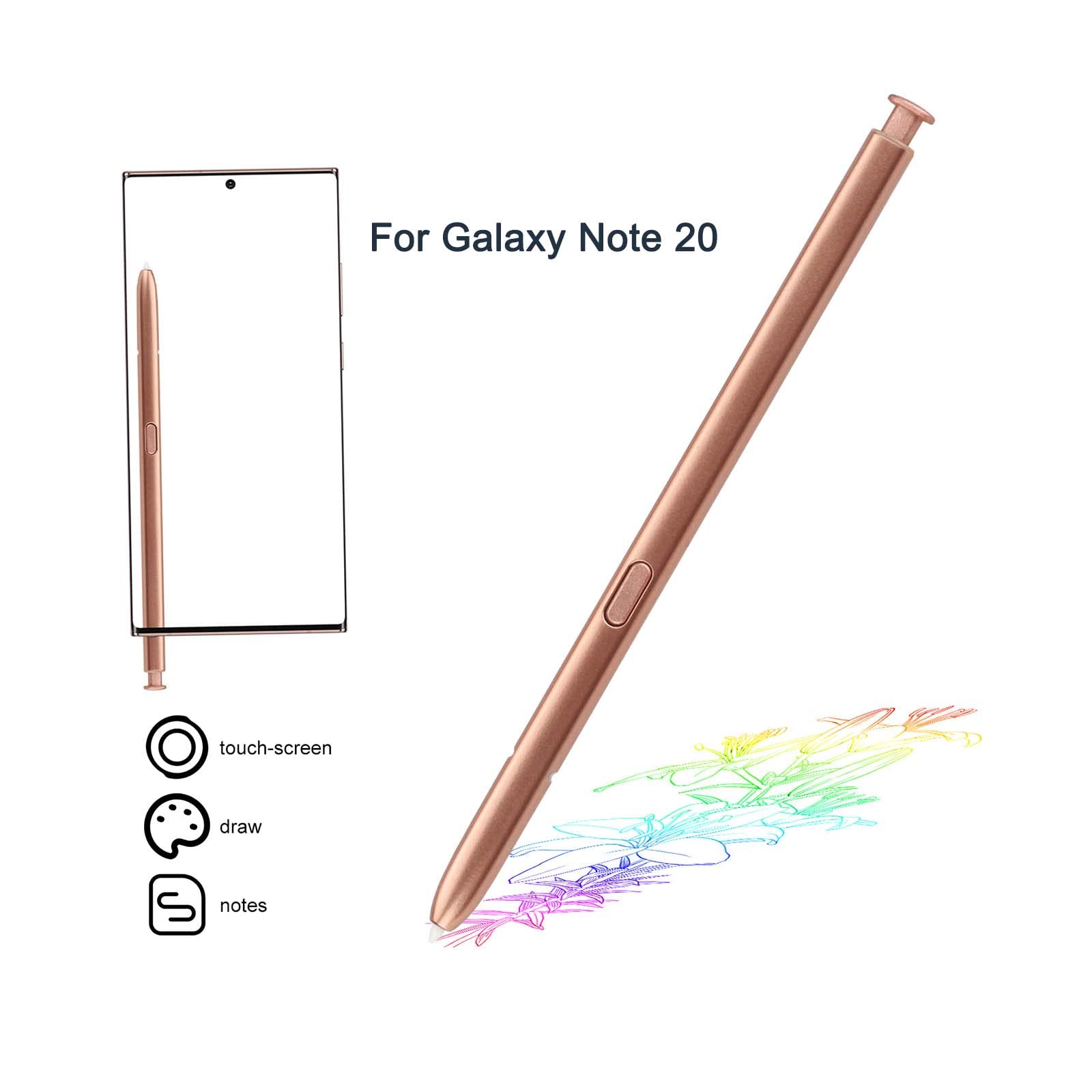 Original Galaxy Note 20 S Pen with Bluetooth - Replacement Stylus for Samsung Galaxy Note 20 Ultra/Note 20 - Gold Stylus Pen for Precise Writing & Drawing - Perfect for Business, Art & Note-Taking