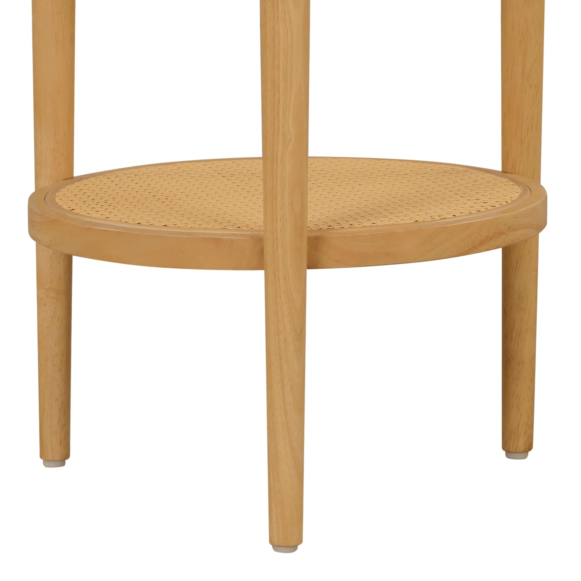 Nathan James Sonia Boho Round Accent End Table - Light Wood Side Table with Rattan Storage Shelf for Living Room, Bedroom, Nursery | Natural Sofa Table for Coffee, Books & Decor | Mid-Century Modern Home Furniture