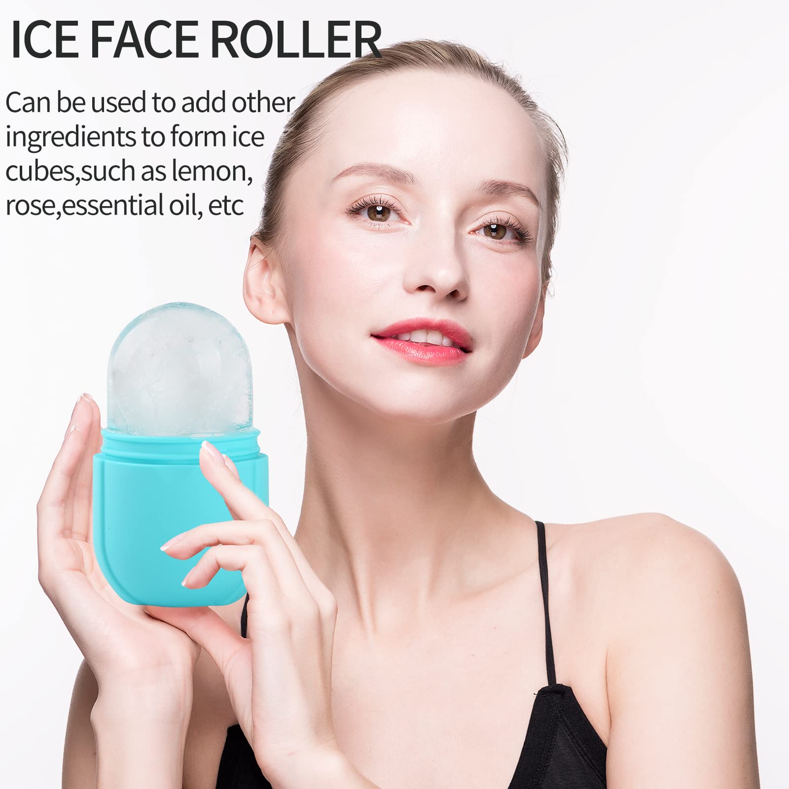 Ice Roller for Face and Eyes - Beauty Cube to Brighten Skin, Enhance Natural Glow & Reduce Fine Lines | Oval Blue Facial Ice Roller for Skincare & Puffiness Relief | Perfect for Morning Routine & Post-Workout Recovery