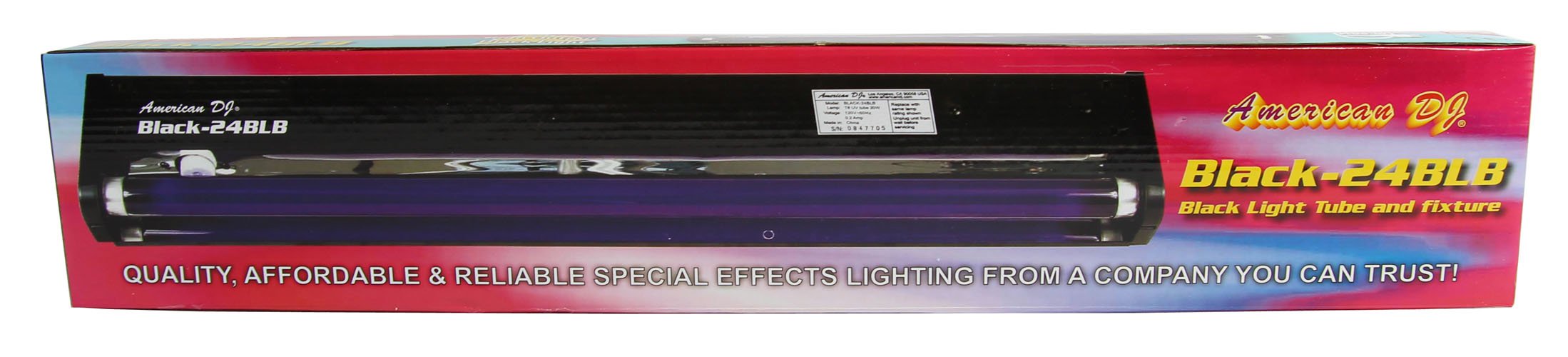 4 Pack American DJ BLACK-24BLB 24-Inch UV Black Pro Blacklight Fixtures - Perfect for Dorm Parties, Nightclubs, Halloween Decor & Glow-in-the-Dark Events