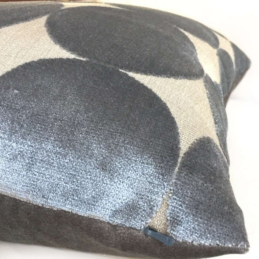Robert Allen Plush Dotscape Velvet Pillow Cover with Circles Design in Dove Gray - Soft Decorative Throw Pillow Case for Sofa, Bed, Living Room & Home Decor