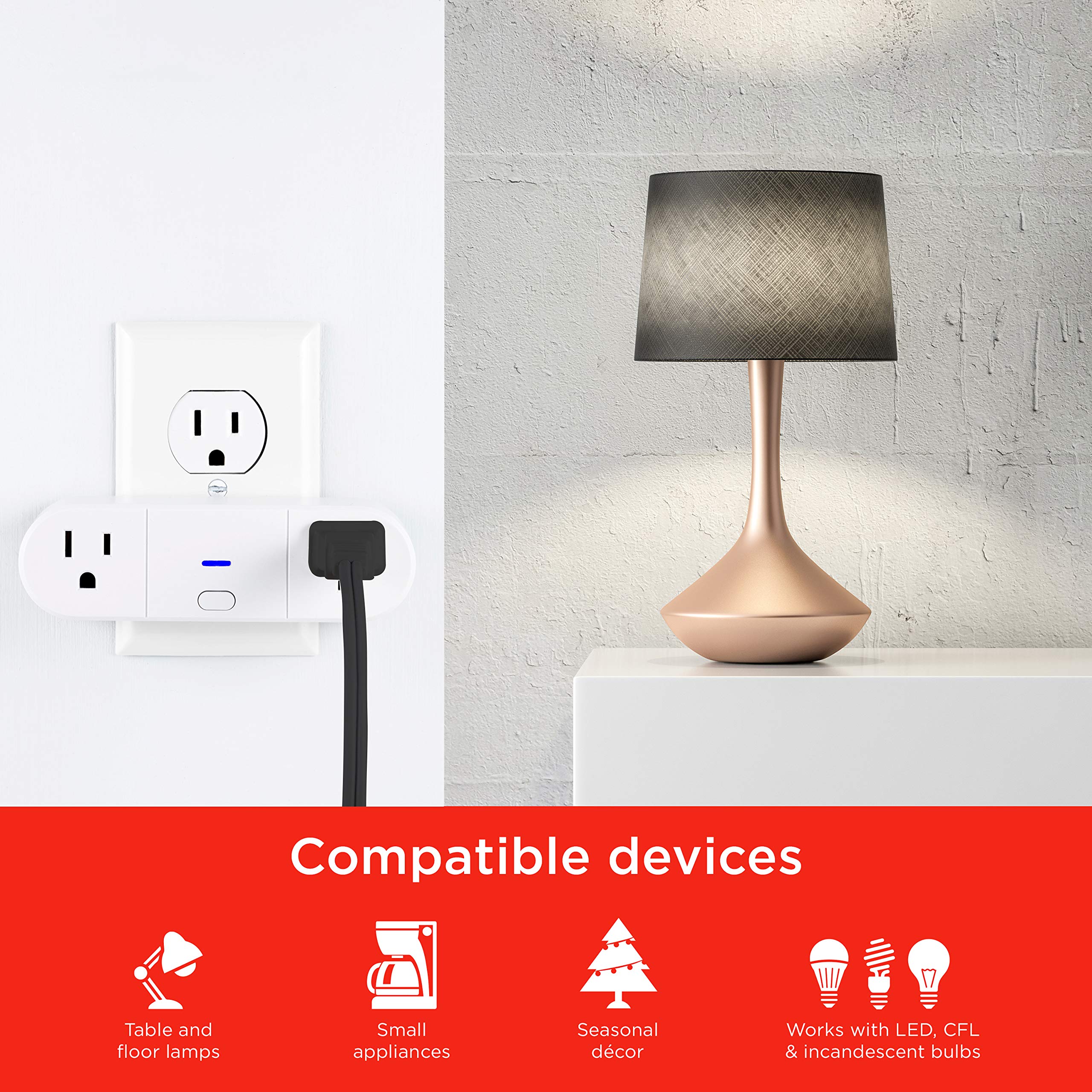 UltraPro Smart Plug WiFi Outlet 2 Pack - Works with Alexa, Google Home & Echo - No Hub Required - App Controlled - ETL Certified - Perfect for Home Automation, Smart Lighting & Energy Saving