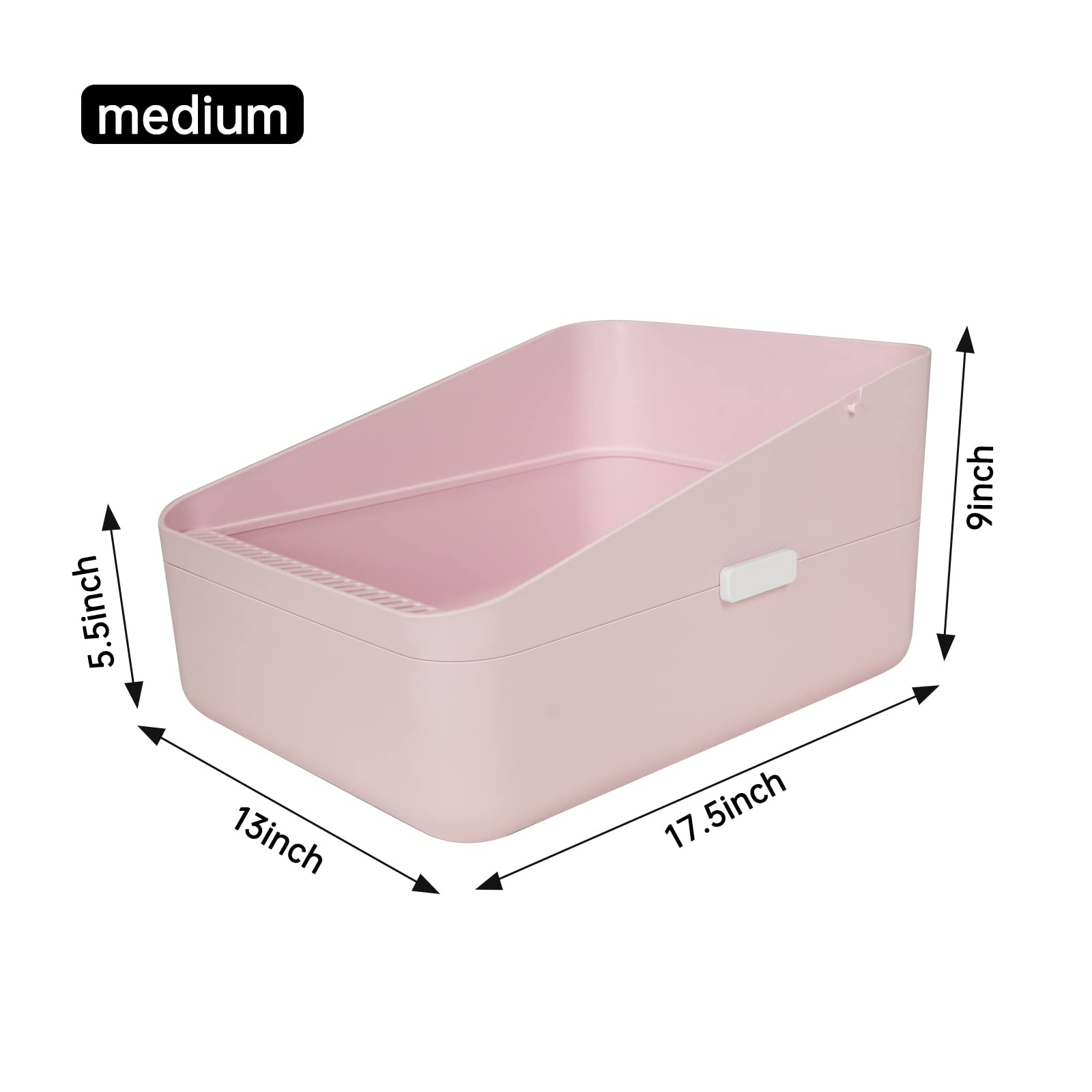 Open Top Cat Litter Box with High Sides - Anti-Scatter, Odor Control & Easy Clean Design for Small Cats | Durable Removable Enclosed Litter Pan (Pink, Medium) - Perfect for Apartments & Multi-Cat Homes