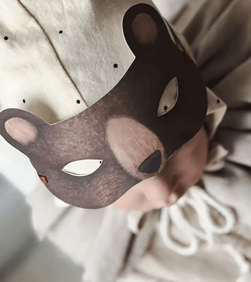 Bear Woodland Paper Mask - Animal Face Mask for Kids & Adults - Perfect for Halloween, Cosplay, and Themed Parties
