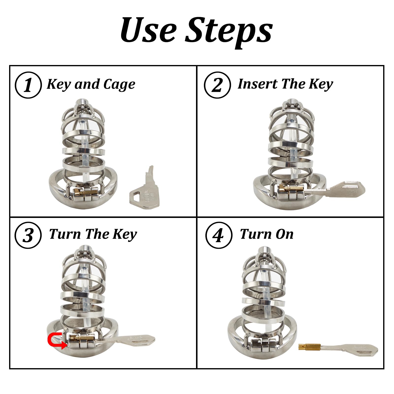 Stainless Steel Male Chastity Cage with 1.97 Inch Ring & Invisible Lock - Secure Cock Cage Device for Penis Exercise, BDSM Play and Abstinence Training - Perfect for Couples Bondage, Role Play and Long-Term Wear