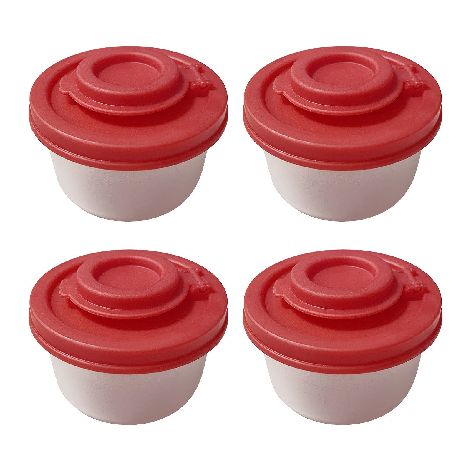 4-Piece Clear Plastic Salt & Pepper Shakers Set with Red Moisture-Proof Lids - Mini Travel Spice Containers for Camping, Backpacking, Lunchboxes & Kitchen Use