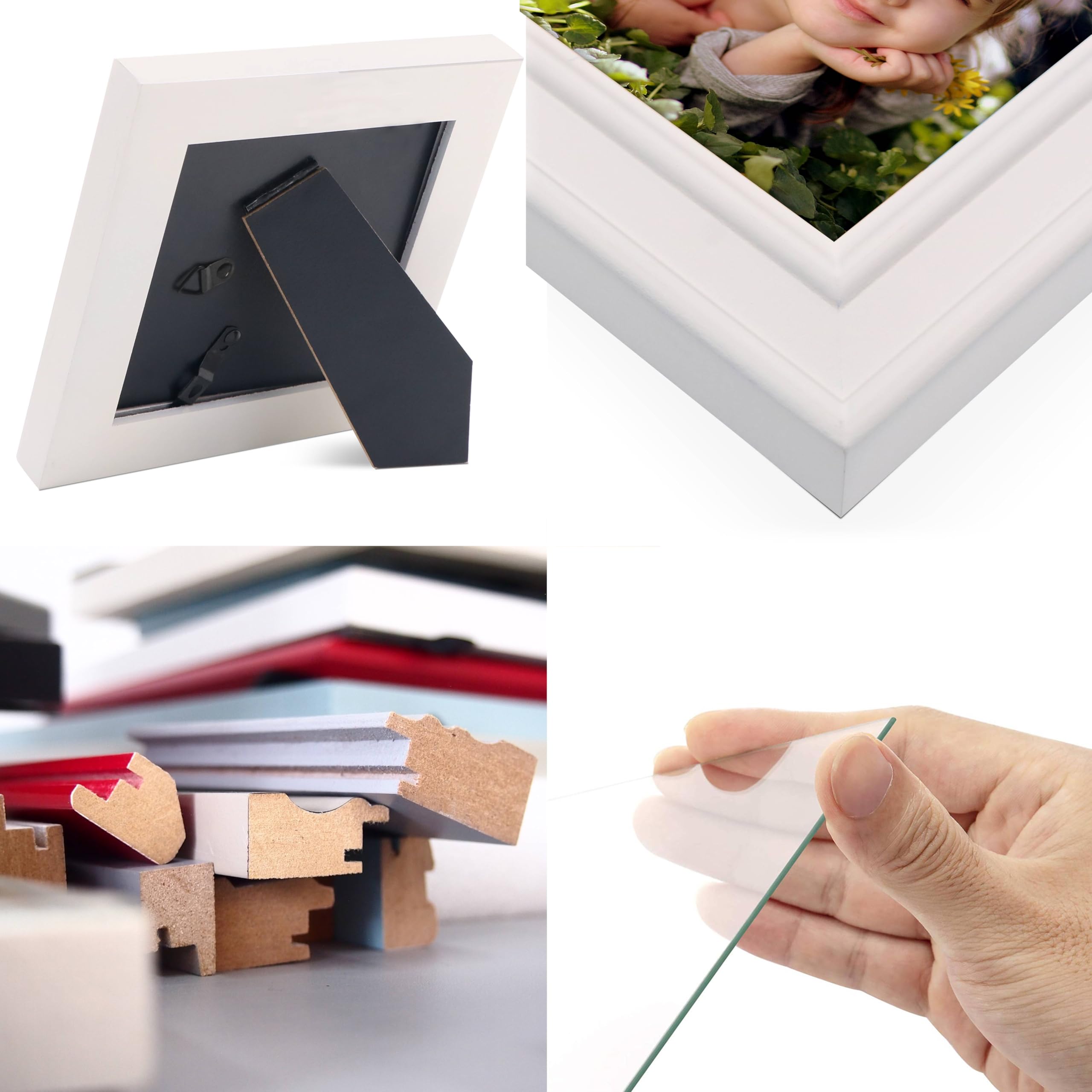 2Pcs 4x4 Inch Distressed White Wood Picture Frames - Small Square Photo Frames 3.5x3.5 Inch - Perfect for Tabletop Display, Wall Decor, Wedding Photos, Family Portraits & DIY Crafts