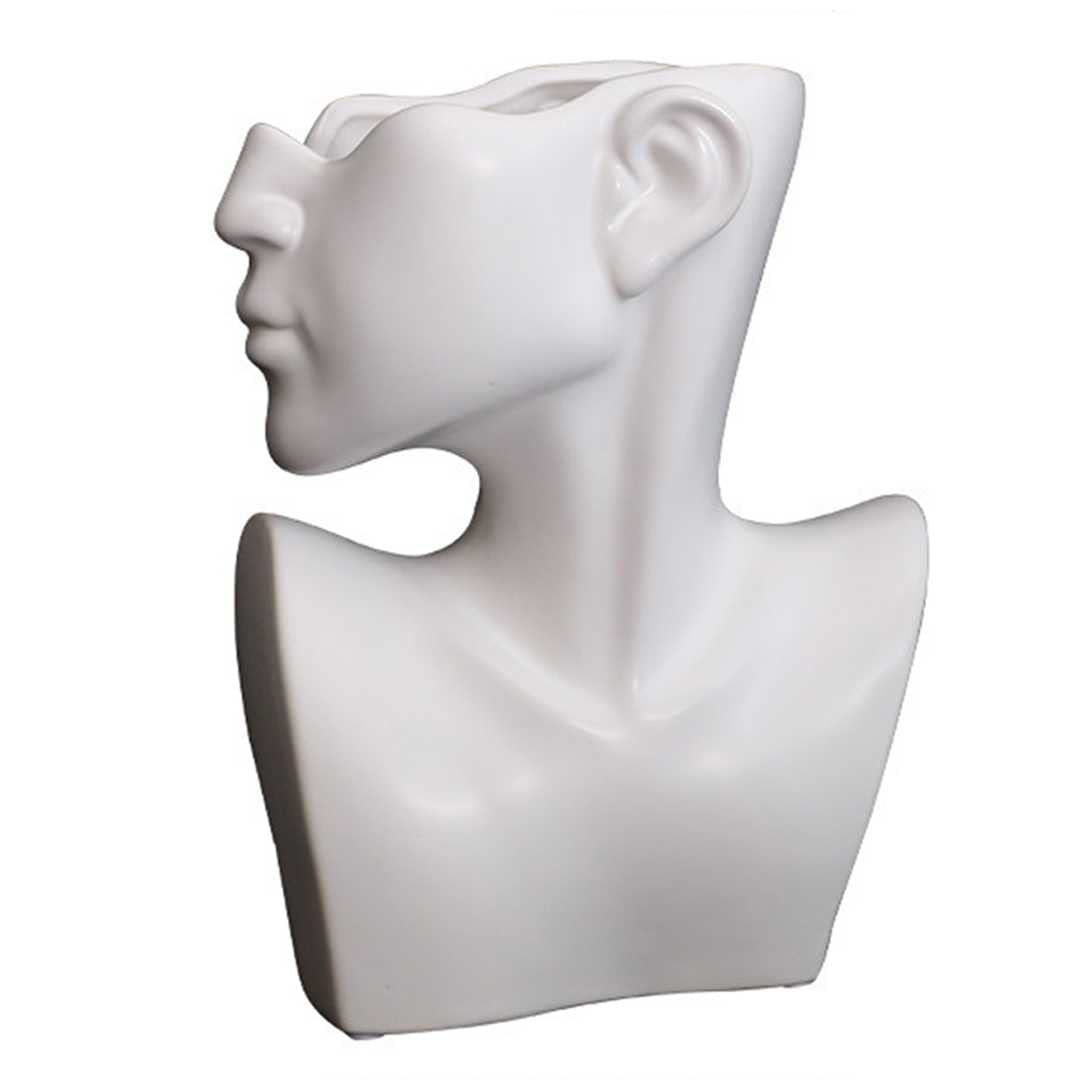 Ceramic Face Vase - Unique Head Sculpture Flower Vase for Home Decor | Modern Living Room, Bedroom & Office Decoration | Perfect for Bookshelves, Shelves & Tabletop Displays | Ideal for Fresh Flowers, Succulents & Decorative Arrangements