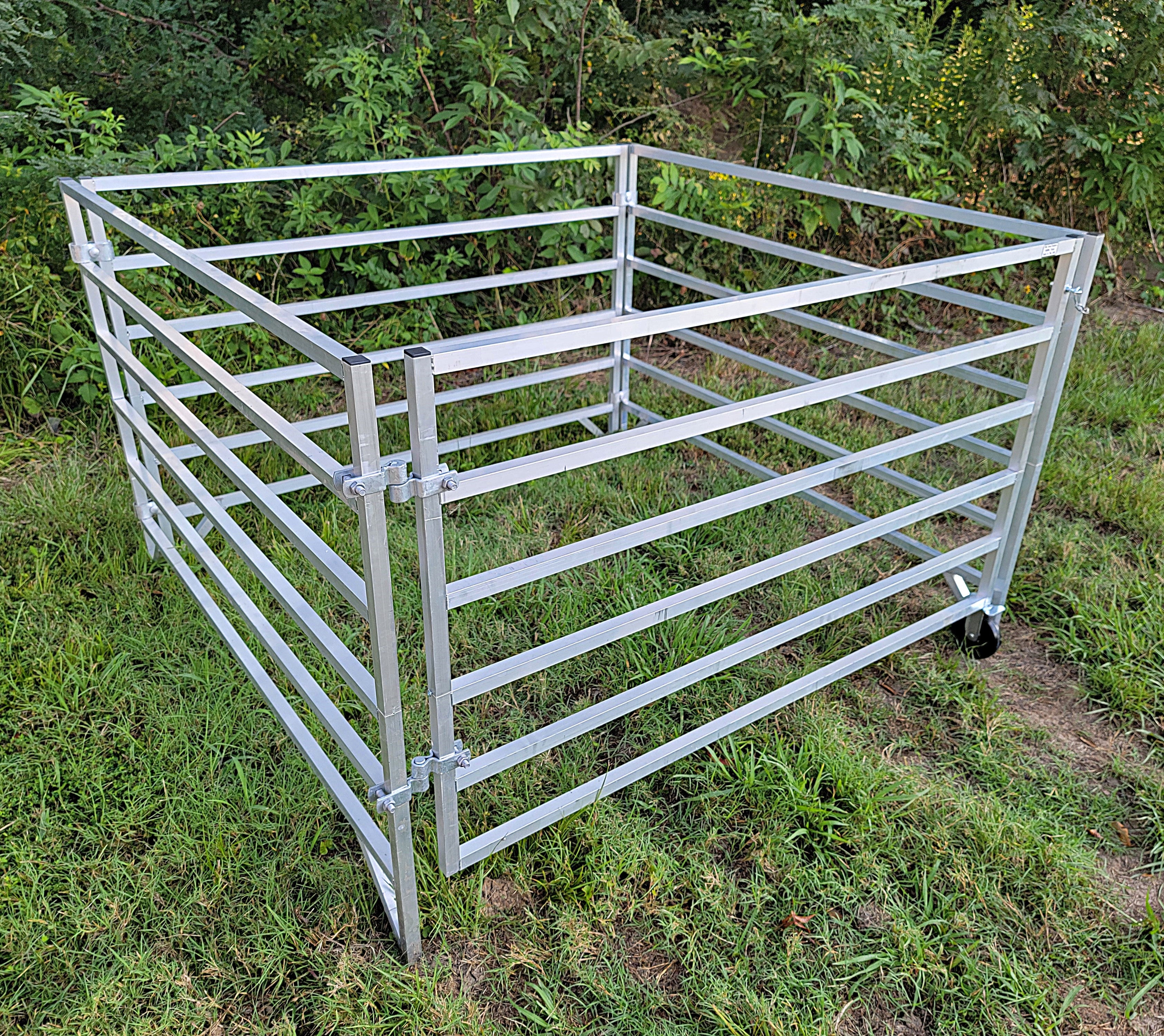 5 Ft x 5 Ft Aluminum Stall Kit with 6 Rails (3 Panels + 1 Gate) - Durable Horse Stall for Barns, Stables & Livestock Enclosures
