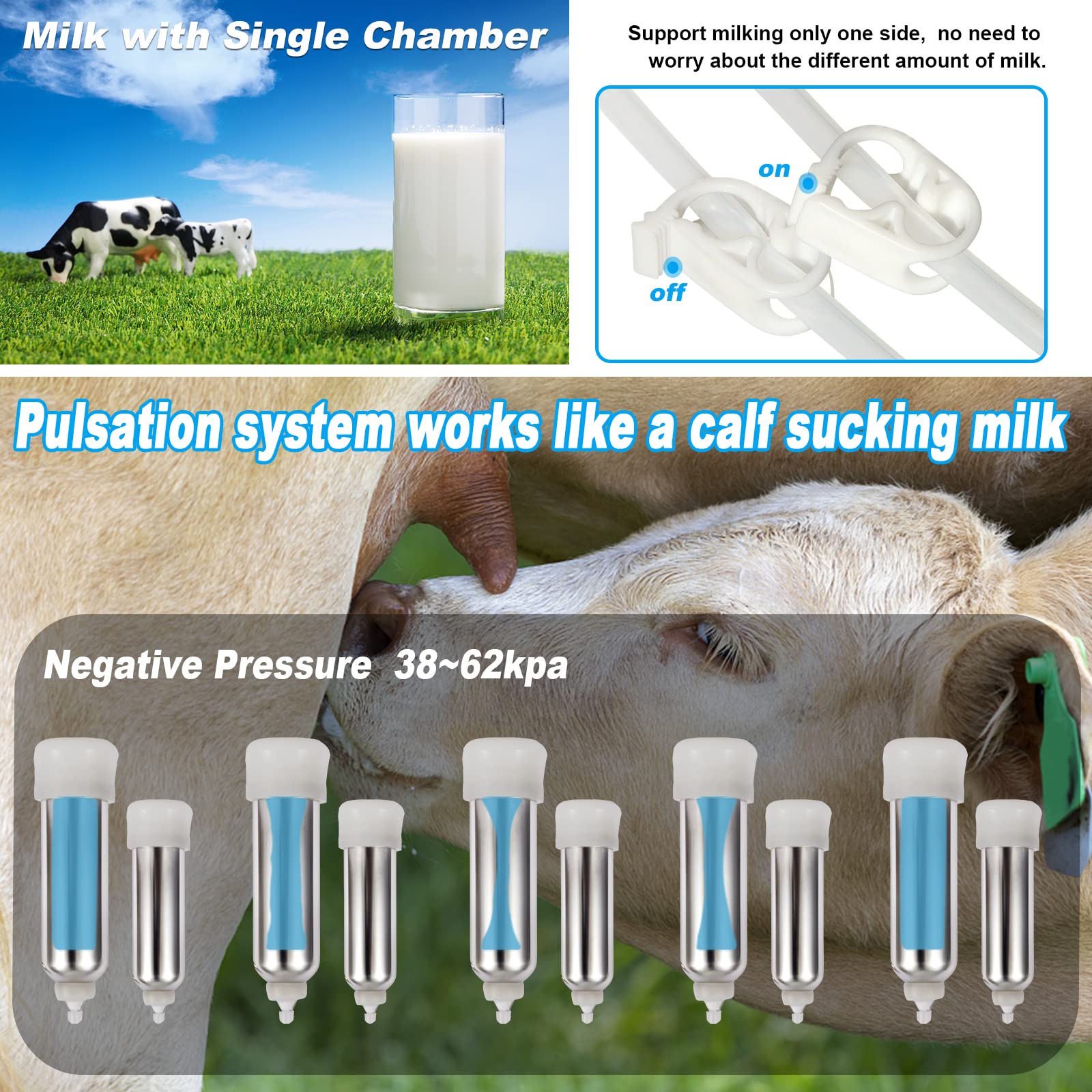 3L Electric Cow Milking Machine - Portable Adjustable Vacuum Pressure Pump Milker for Livestock | Ideal for Small Farms, Dairy Production & Animal Husbandry