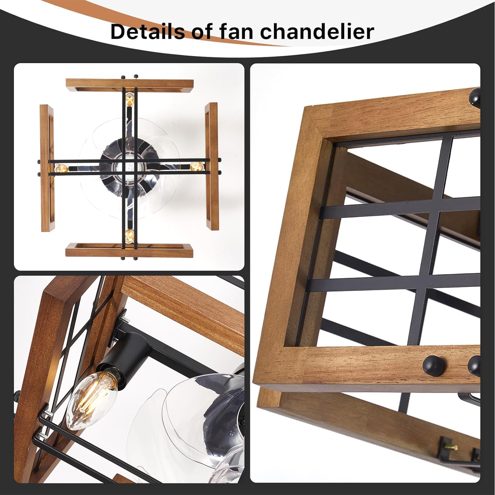 Rustic Wood Ceiling Fan with Light and Remote - Low Profile Flush Mount Farmhouse Style for Living Room, Bedroom, Kitchen | Energy Efficient Indoor Cooling & Lighting Solution for Home Decor