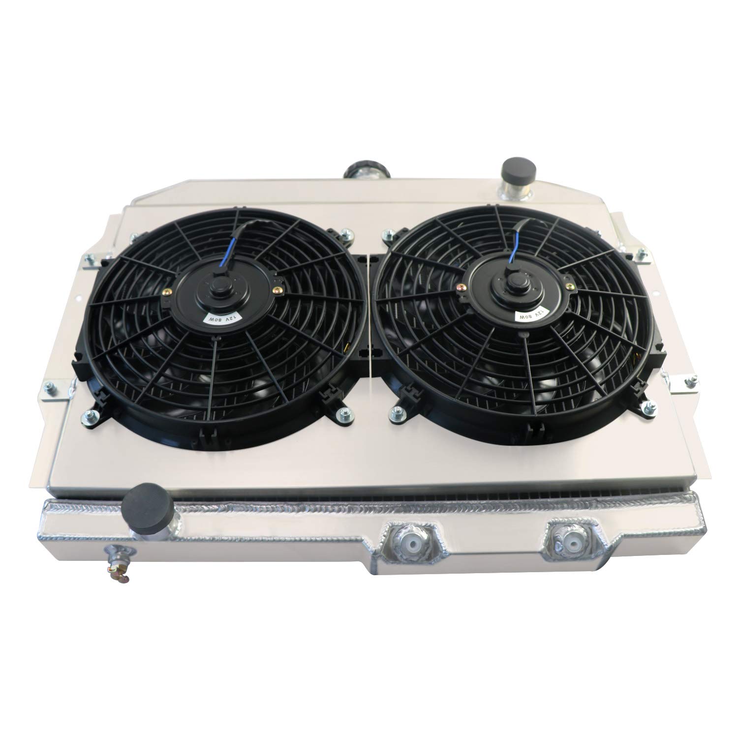 1958-1974 AMC Rambler Javelin AMX SST DPL V8 3 Row Aluminum Radiator with Cooling Fan Shroud - High Performance Cooling Upgrade for Classic Muscle Cars & Hot Rods