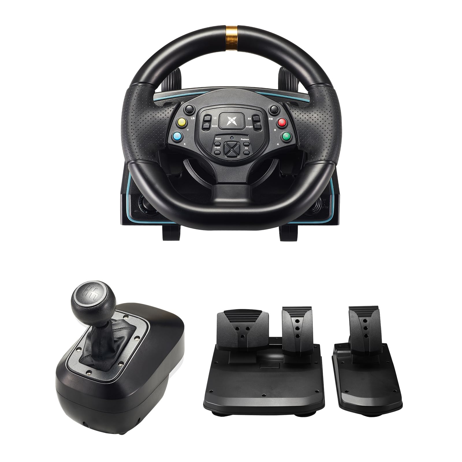 DOYO 1080° Gaming Steering Wheel with Pedals & Shifter - 6+1 Speed Gear Shift, Force Feedback Racing Wheel for PC, PS4, PS5, Xbox One, Xbox Series X, Nintendo Switch - Perfect for Racing Simulators & Gaming Setups
