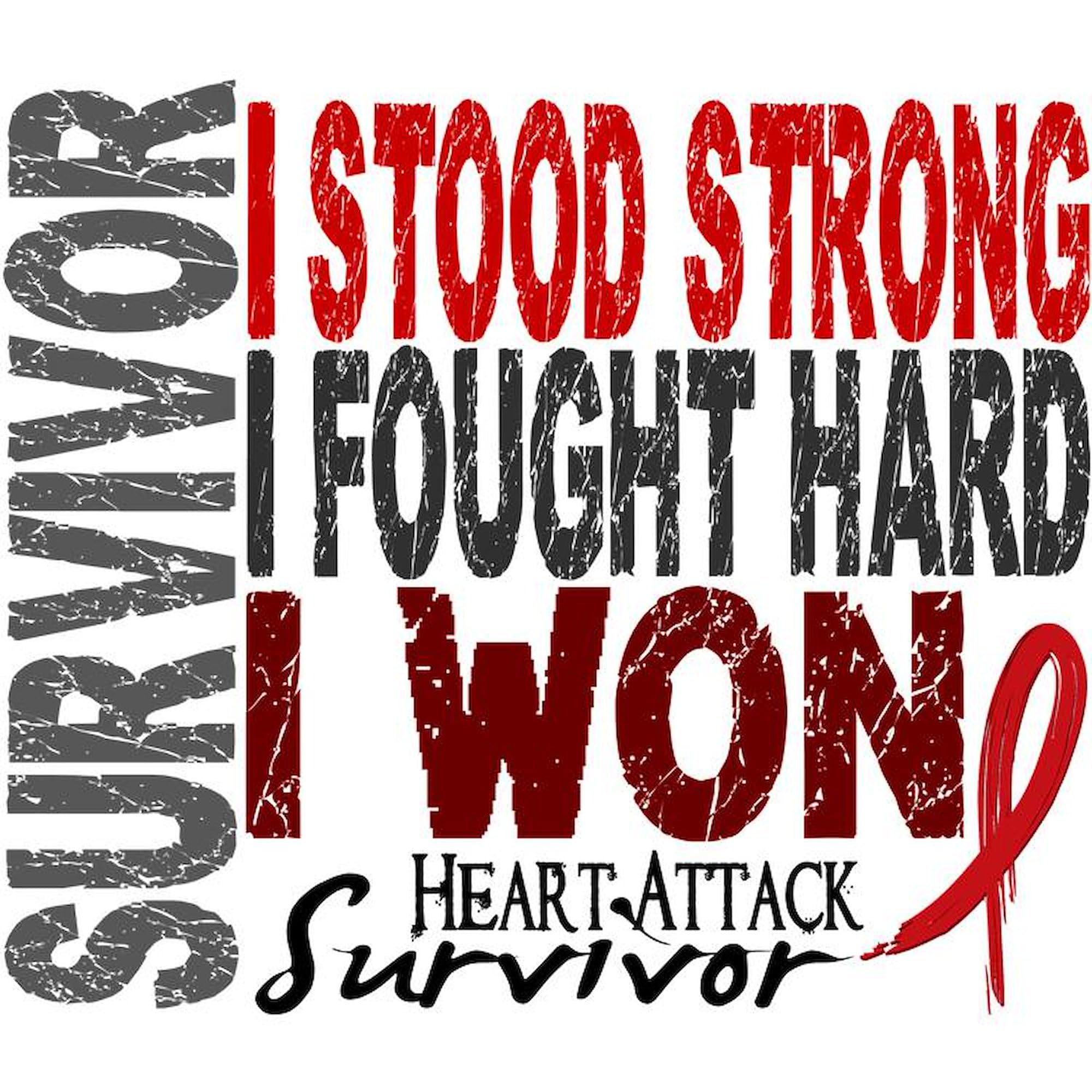 Survivor 4 Heart Attack Graphic White T-Shirt for Men | 100% Cotton Classic Tee | Funny Novelty Gift for Survivor Fans & Heart Health Awareness | Perfect for Casual Wear, Gifting & Awareness Events
