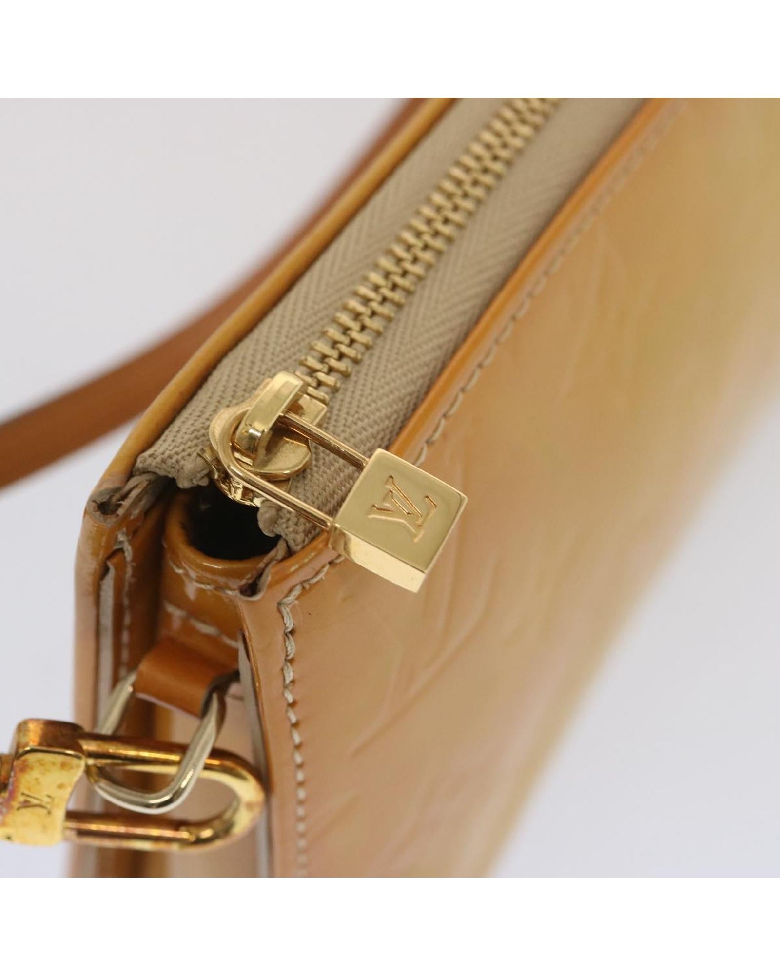 Authentic Louis Vuitton Beige Monogram Vernis Leather Pouch - Luxury Women's Wallet for Everyday Use, Travel & Special Occasions