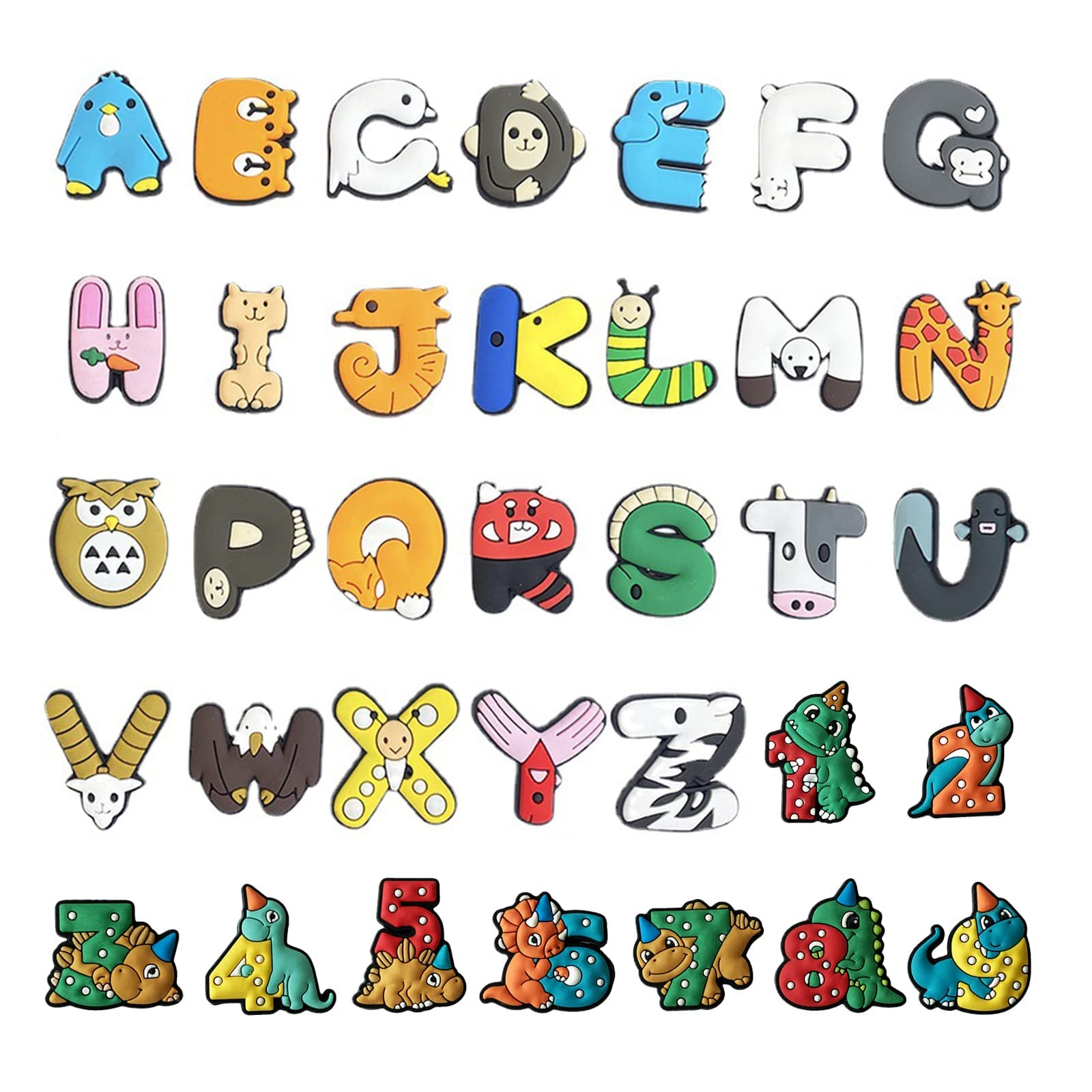 26 Letter & 9 Number PVC Shoe Charms - Alphabet & Number Decorations for Women, Men, Teens, Kids (Boys & Girls) - Perfect for Customizing Sneakers, Sandals & Backpacks