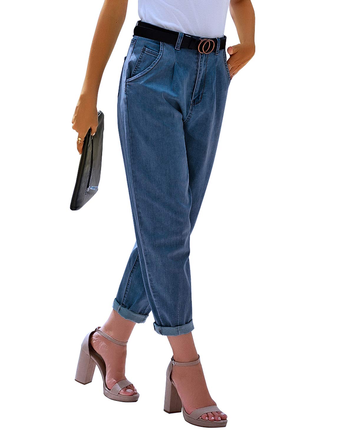 Luvamia Women's High Waisted Mom Jeans - Stretchy Loose Fit Denim Pants for Casual & Everyday Wear | Trendy Comfortable Jeans for Women