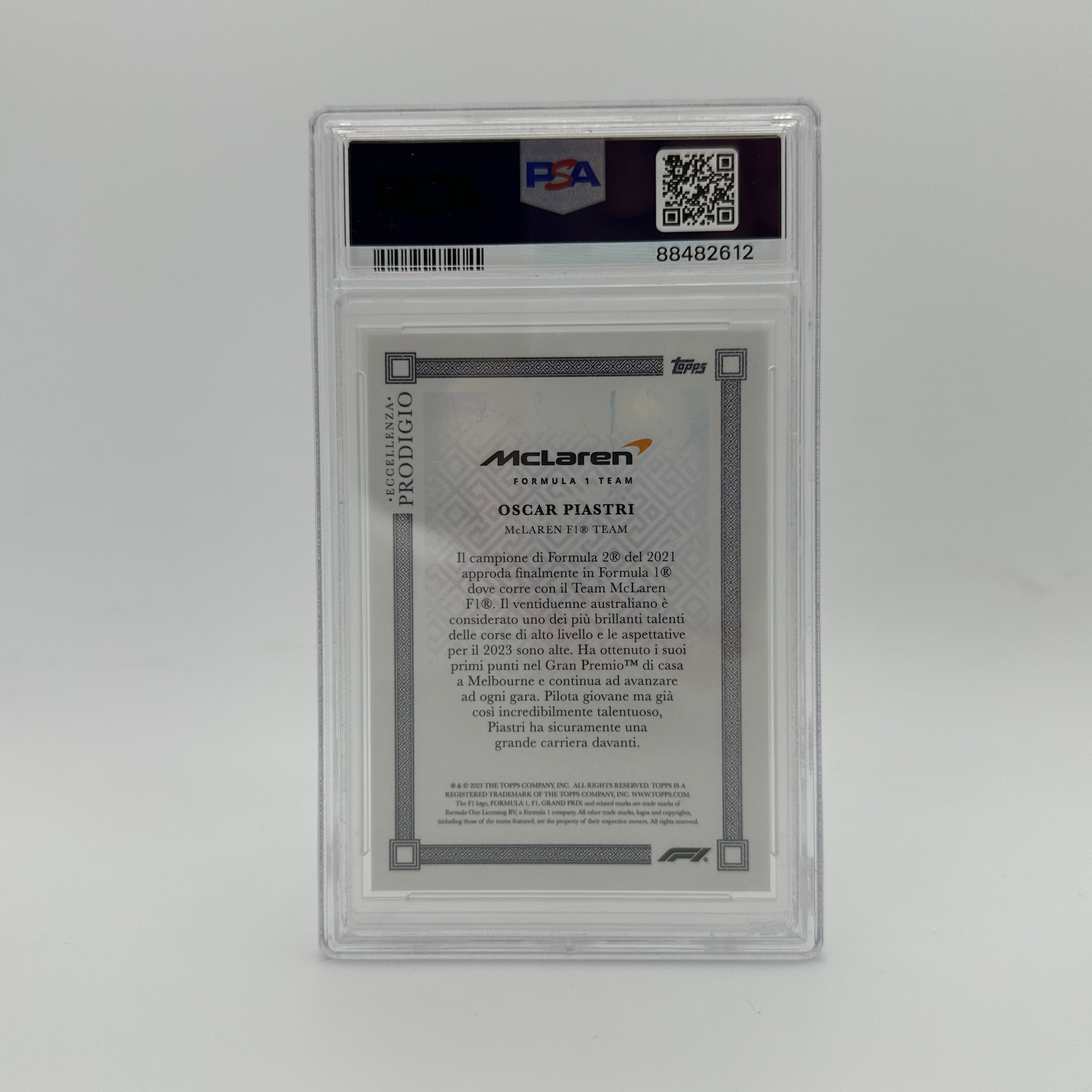 PSA 9 Oscar Piastri 2023 Eccellenza Prodigio Gradient Rookie Card - Limited Edition Collectible for Motorsport Fans & Trading Card Enthusiasts