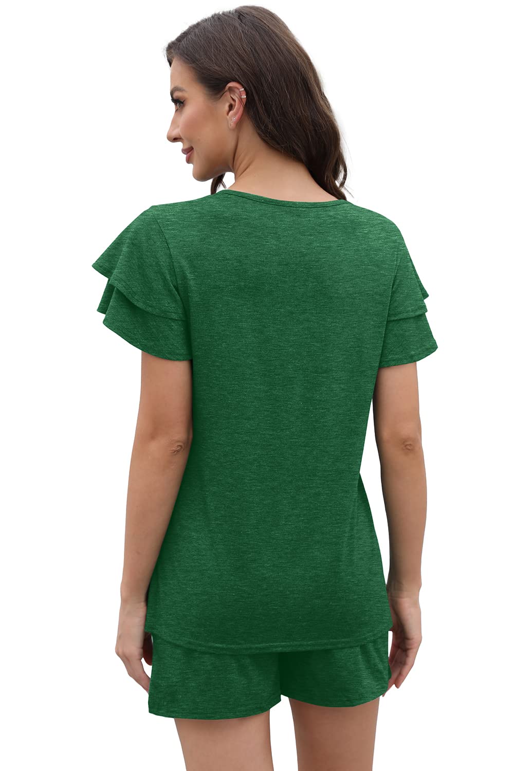 WIHOLL Women's 2-Piece Summer Outfit Set - Short Sleeve V-Neck Lounge Wear for Casual Comfort | Perfect for Beach Vacations, Yoga & Relaxing at Home