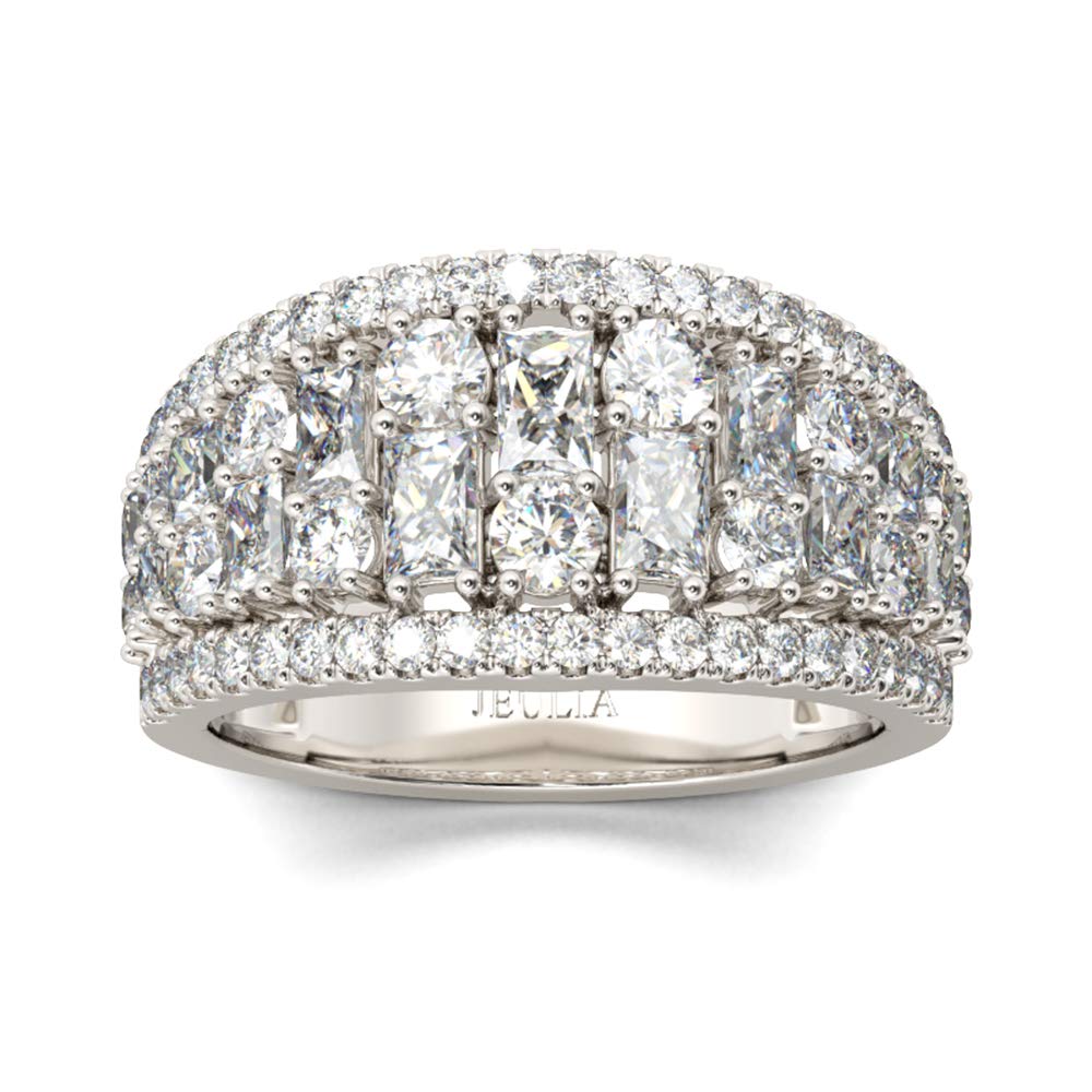 Jeulia 925 Sterling Silver CZ Diamond Band Ring for Women - Wedding, Engagement, Anniversary, Promise Ring - Elegant Bridal Jewelry Set for Everyday Wear & Special Occasions